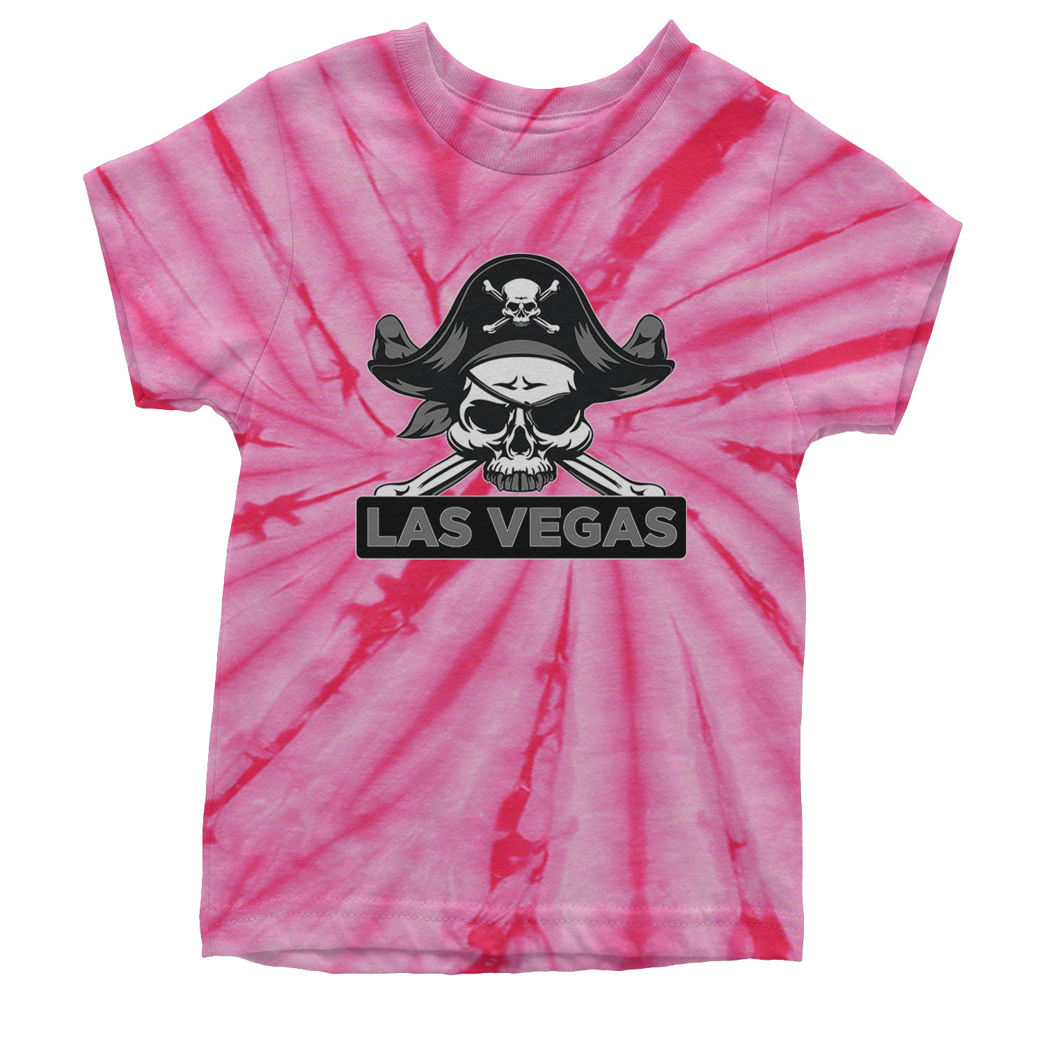 Raider Skull Straight Outta Las Vegas Youth T-shirt Tie-Dye Spider Pink