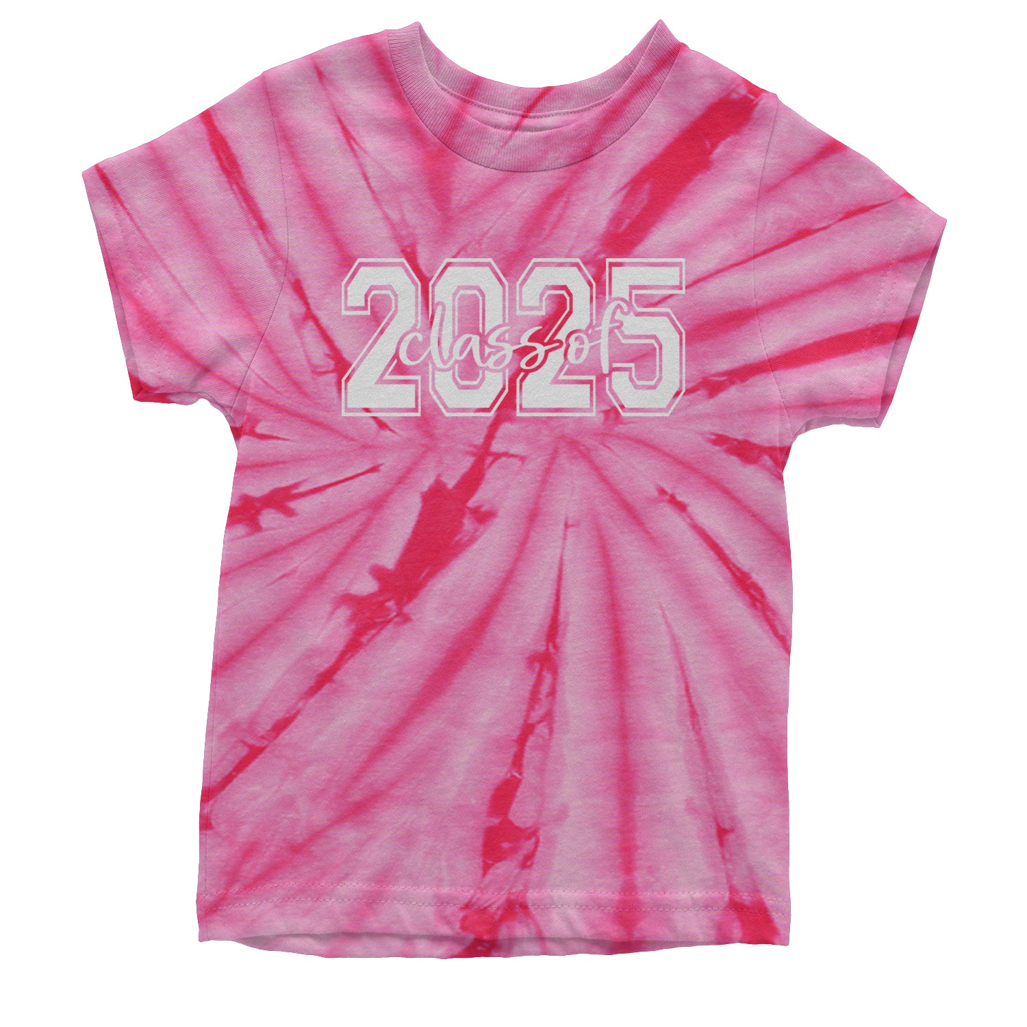 Class Of 2025 Graduation Youth T-shirt Tie-Dye Spider Pink