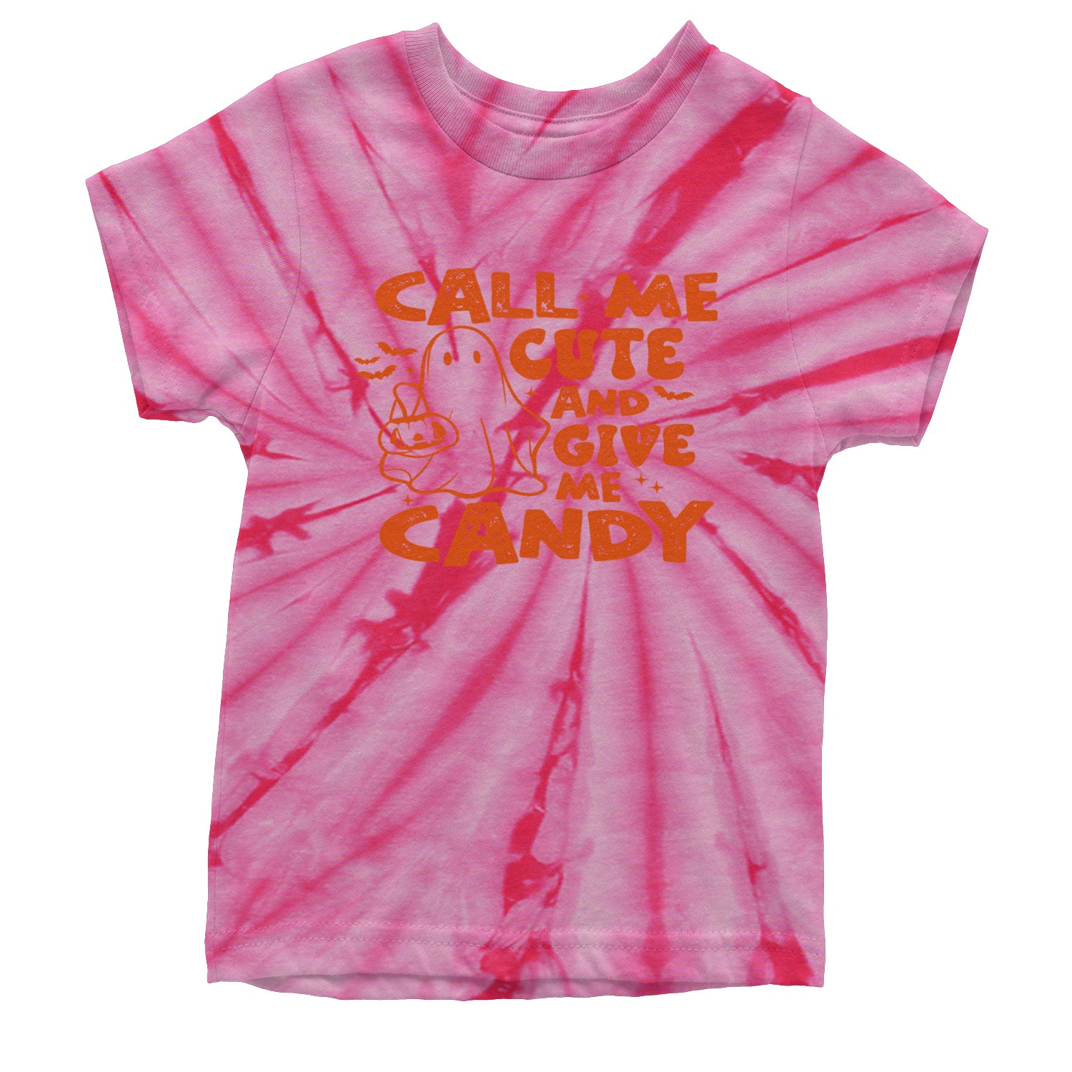 Call Me Cute And Give Me Candy Youth T-shirt Tie-Dye Spider Pink