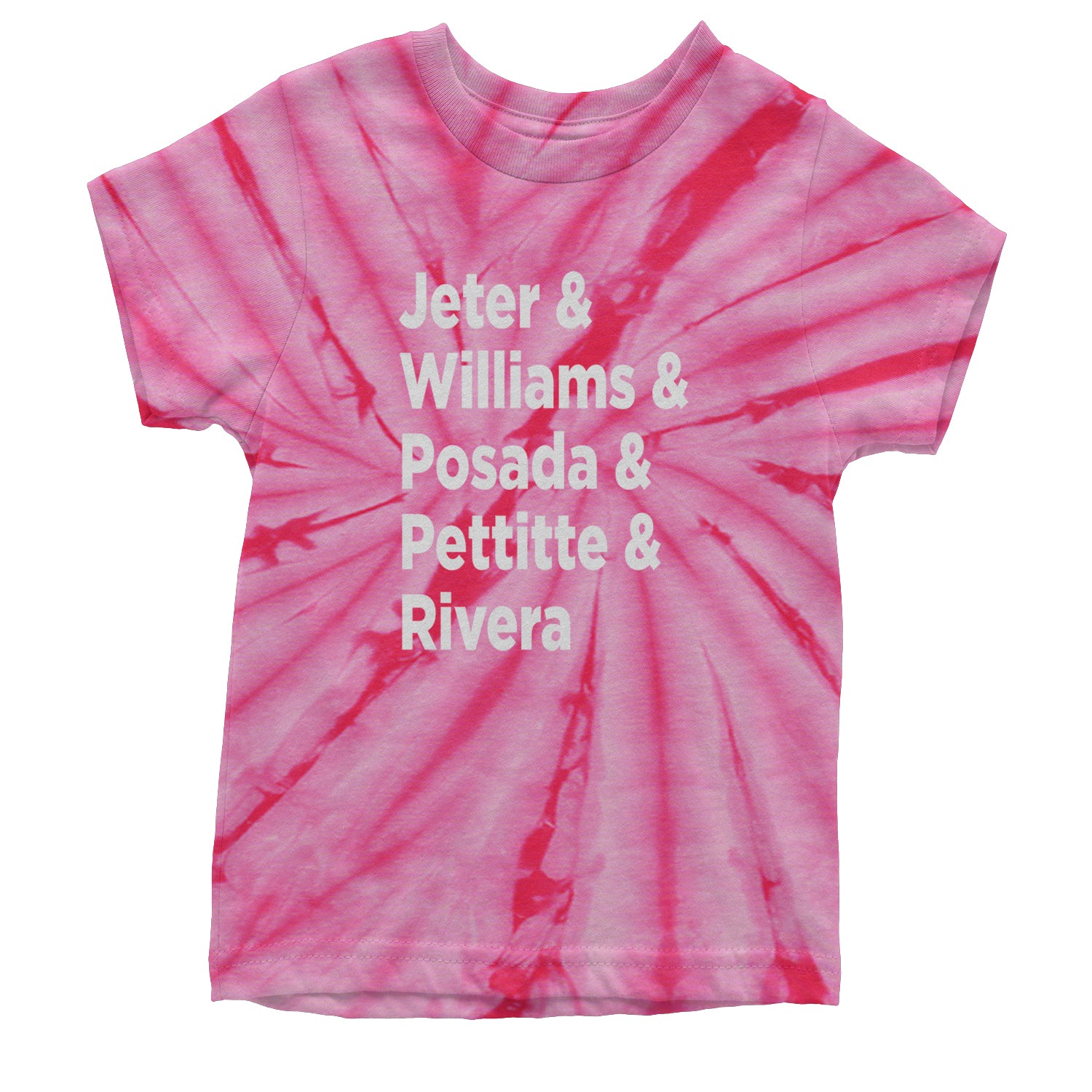 Jeter & Williams & Posada & Pettitte & Rivera Youth T-shirt Tie-Dye Spider Pink