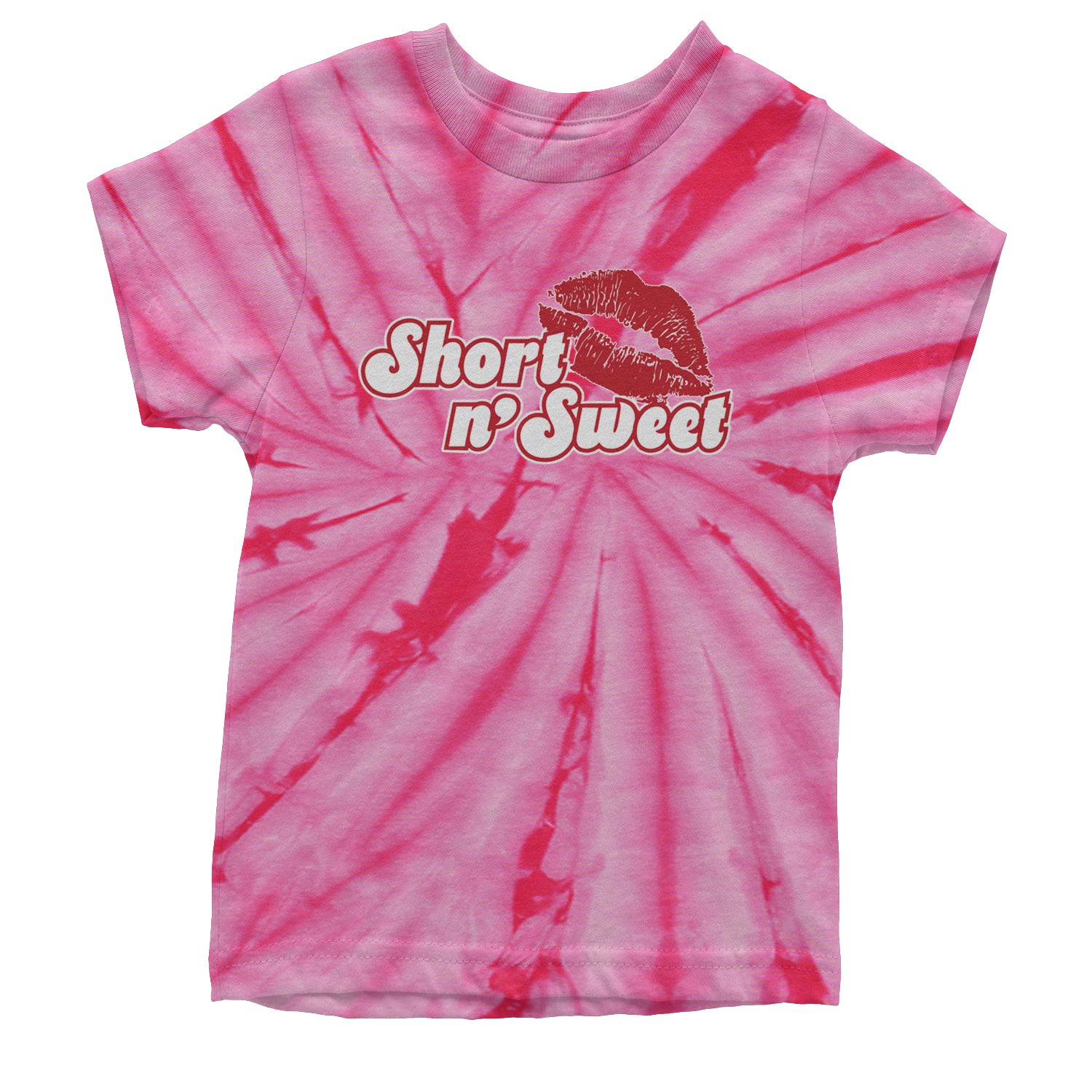 Short N' Sweet Red Lips Youth T-shirt Tie-Dye Spider Pink