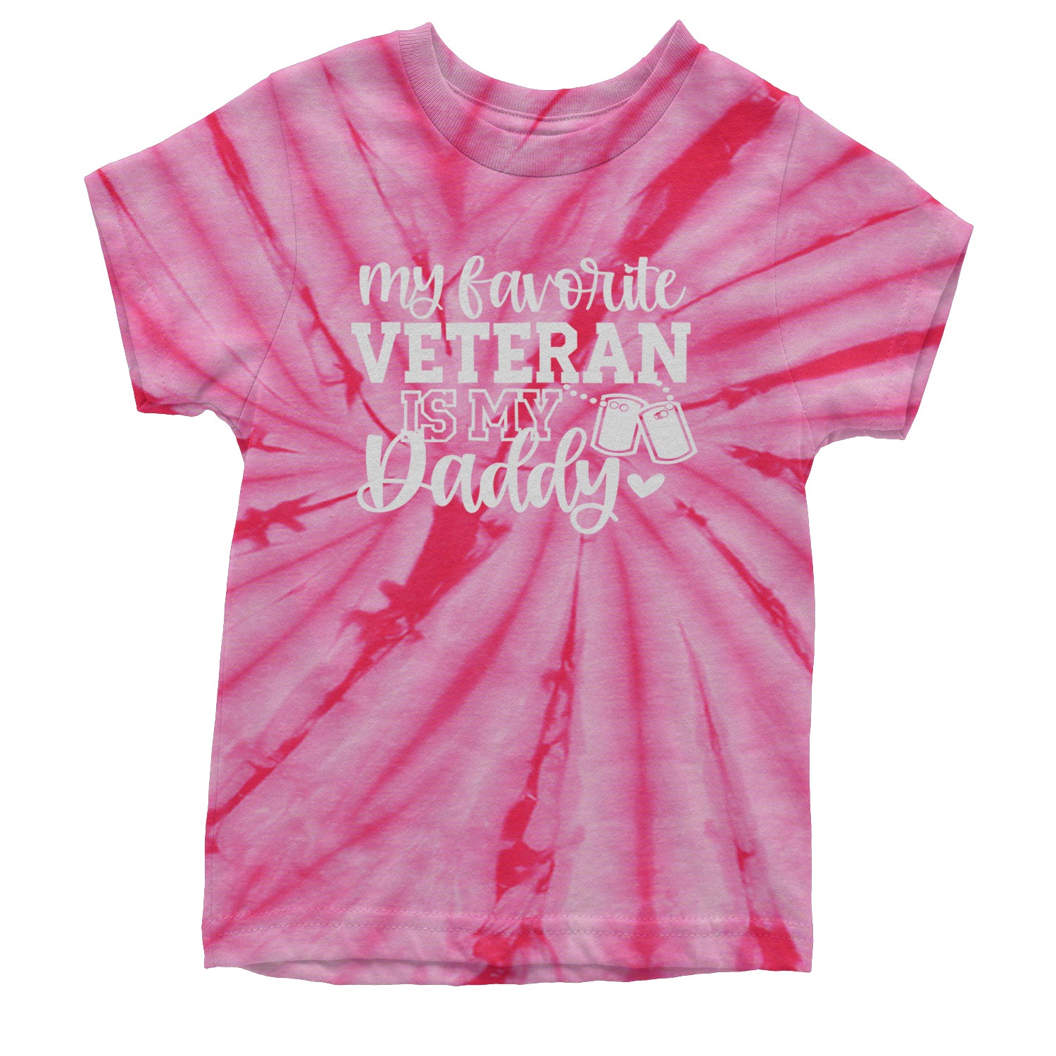 My Favorite Veteran Is My Daddy Youth T-shirt Tie-Dye Spider Pink