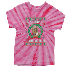 Merry Chrithmith Ugly Christmas Youth T-shirt Tie-Dye Spider Pink