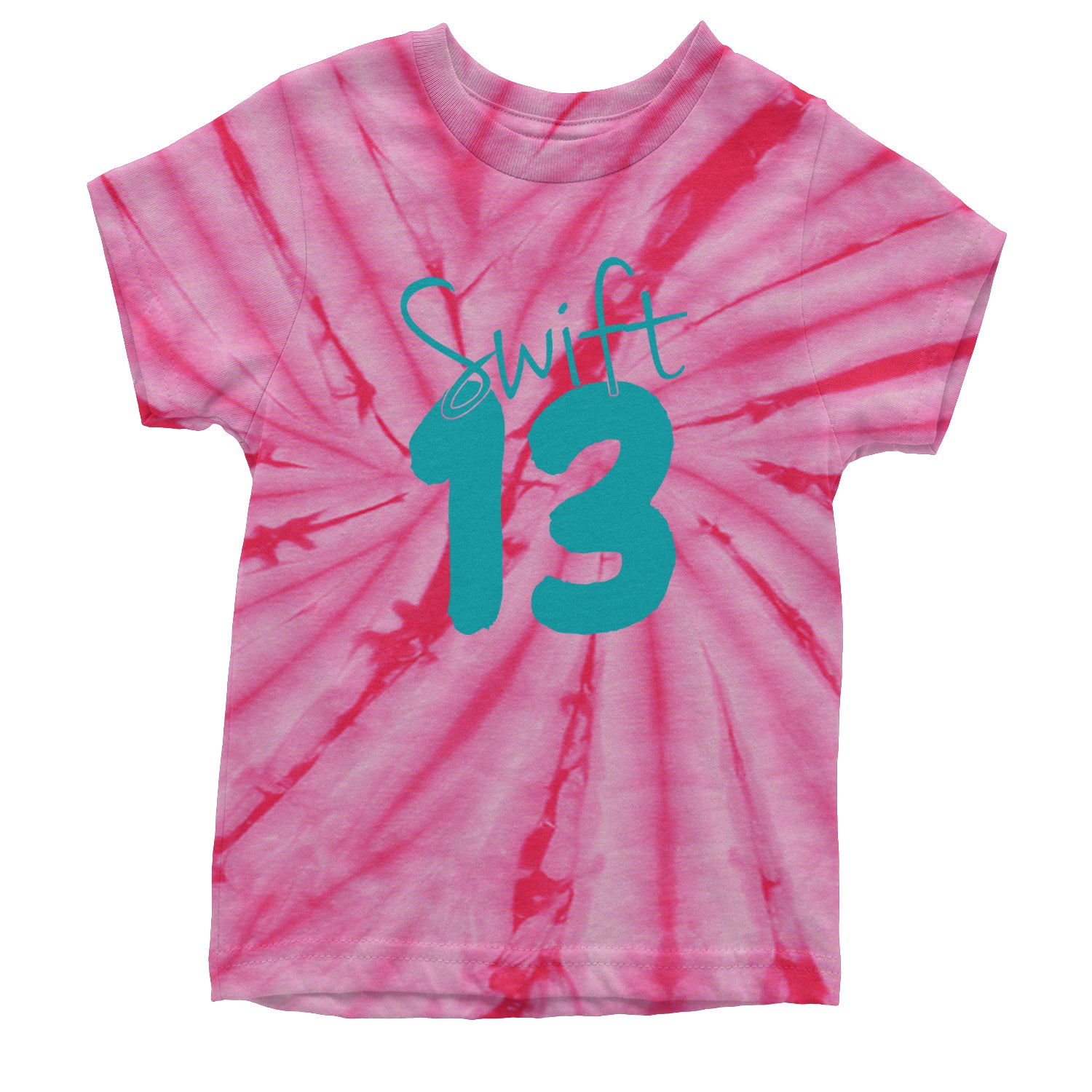 13 Swift 13 Lucky Number Era TTPD Youth T-shirt Tie-Dye Spider Pink