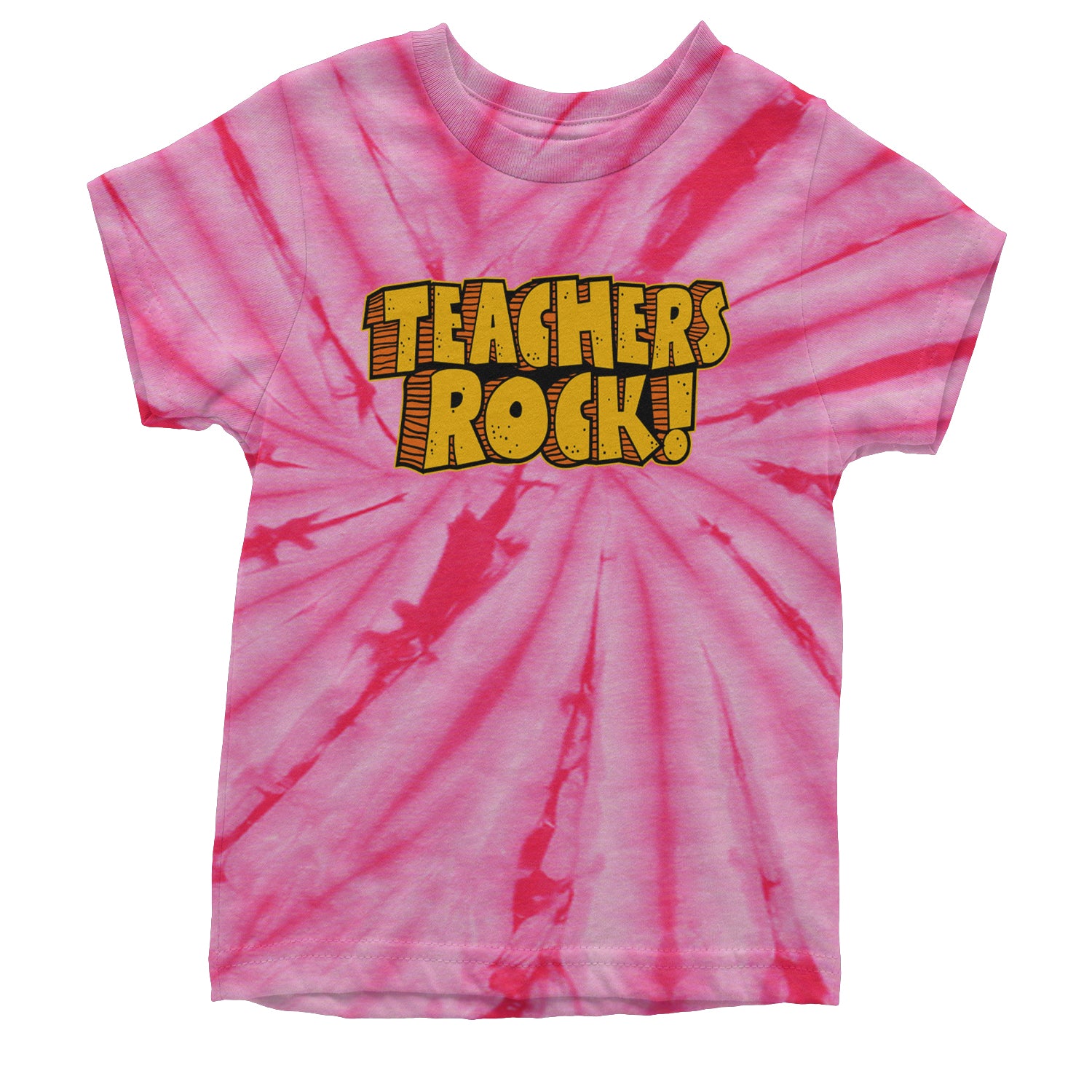 Teachers Rock Retro Youth T-shirt Tie-Dye Spider Pink