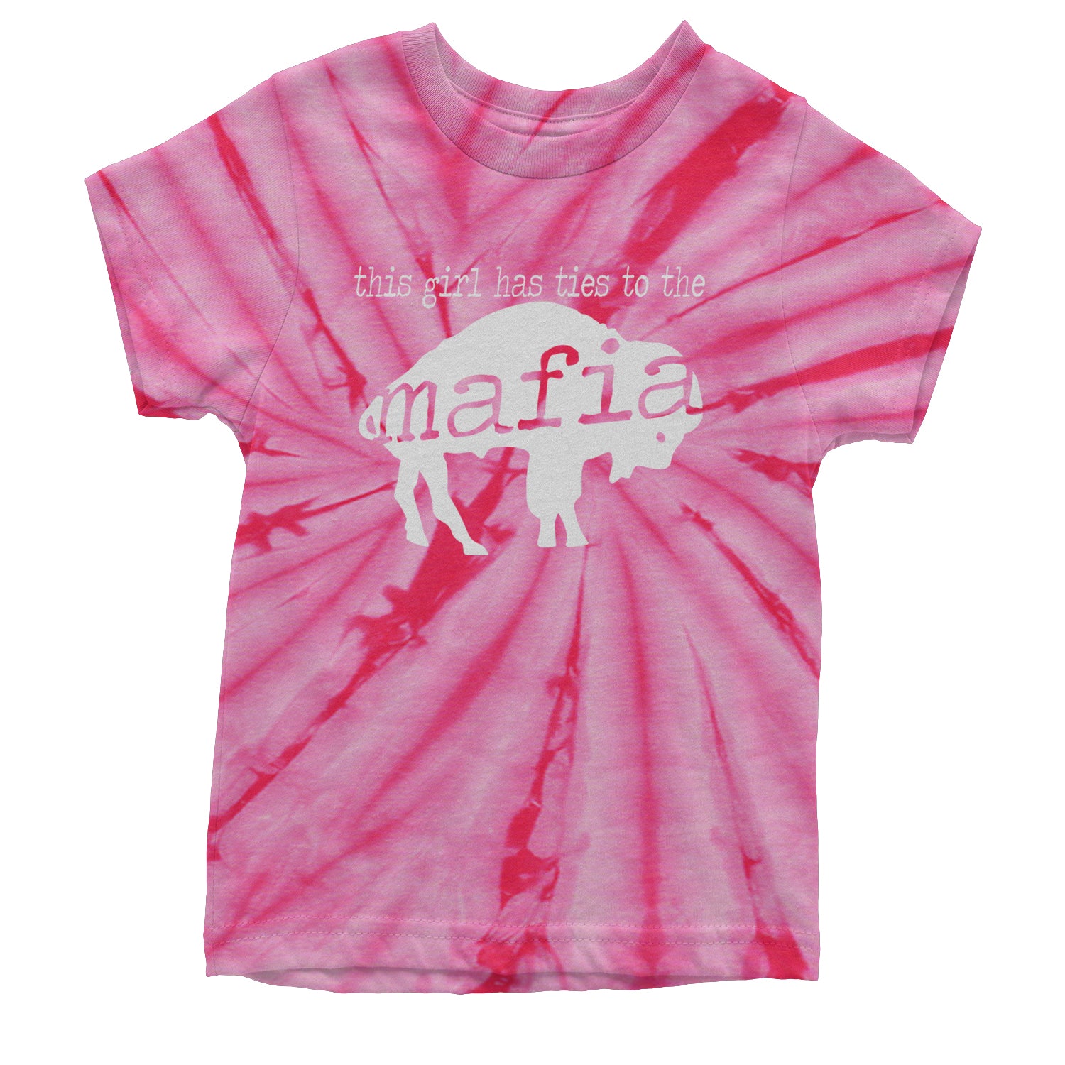 This Girl Has Ties To The Bills Mafia Youth T-shirt Tie-Dye Spider Pink