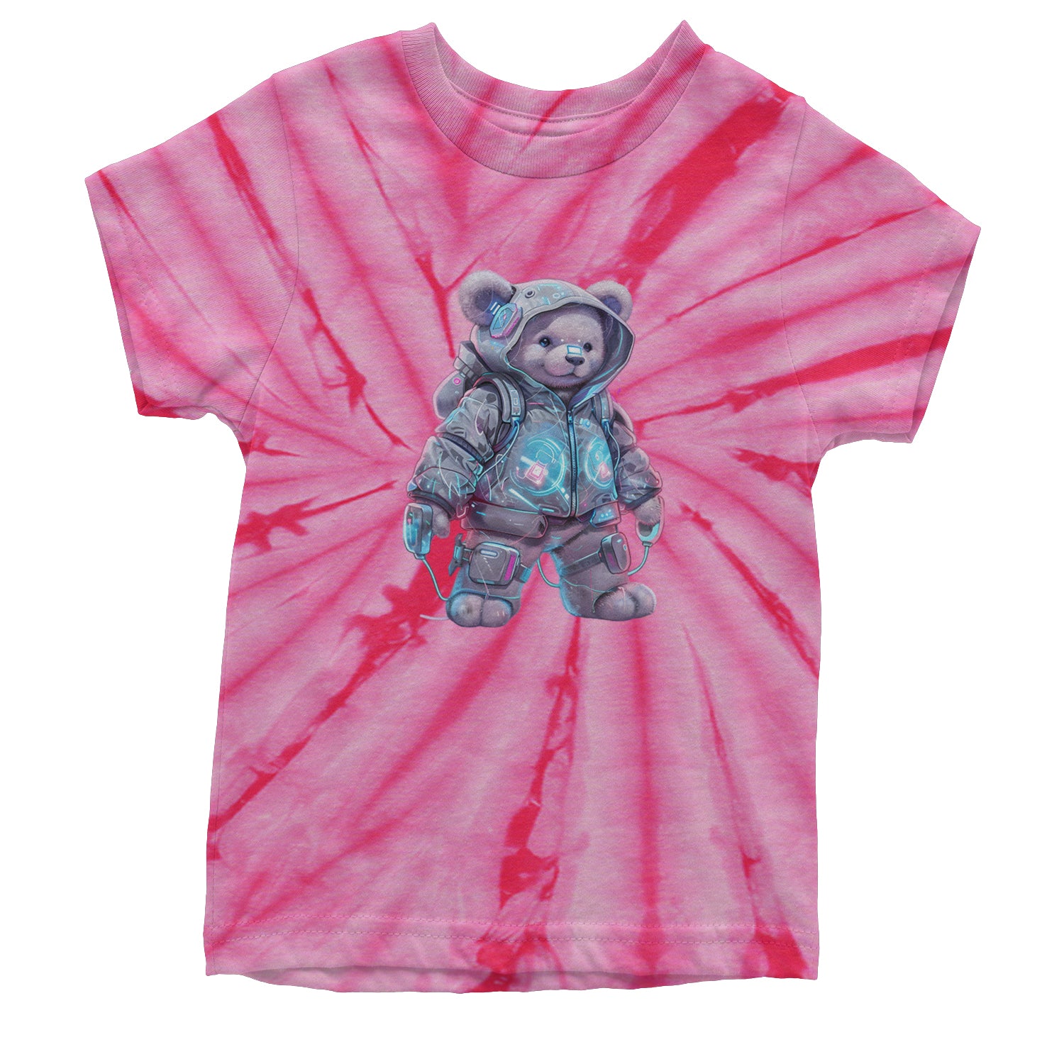 Cyberpunk Adventure Urban Graffiti Bear Youth T-shirt Tie-Dye Spider Pink