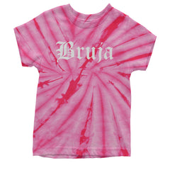 Bruja Gothic Spanish Witch Youth T-shirt Tie-Dye Spider Pink