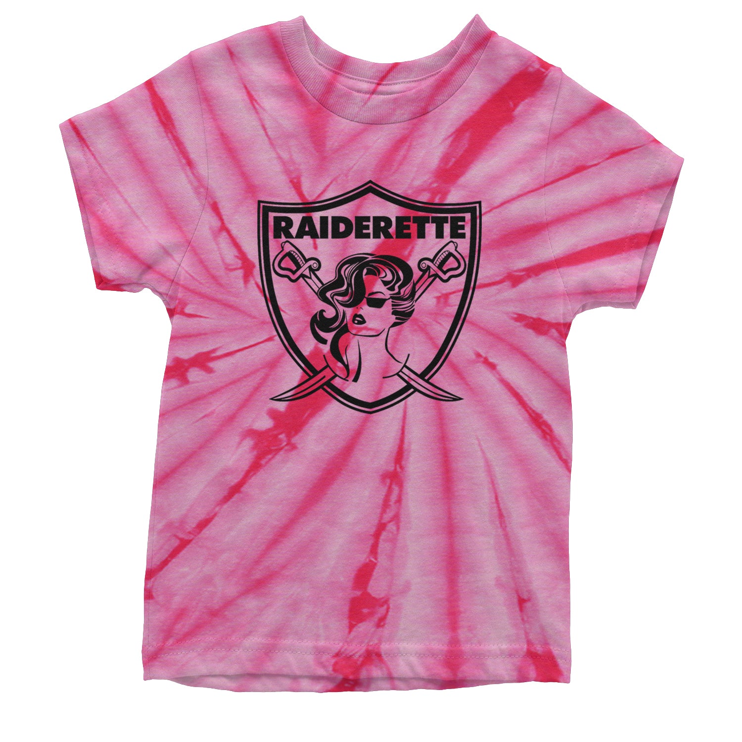 Raiderette Football Gameday Ready Youth T-shirt Tie-Dye Spider Pink