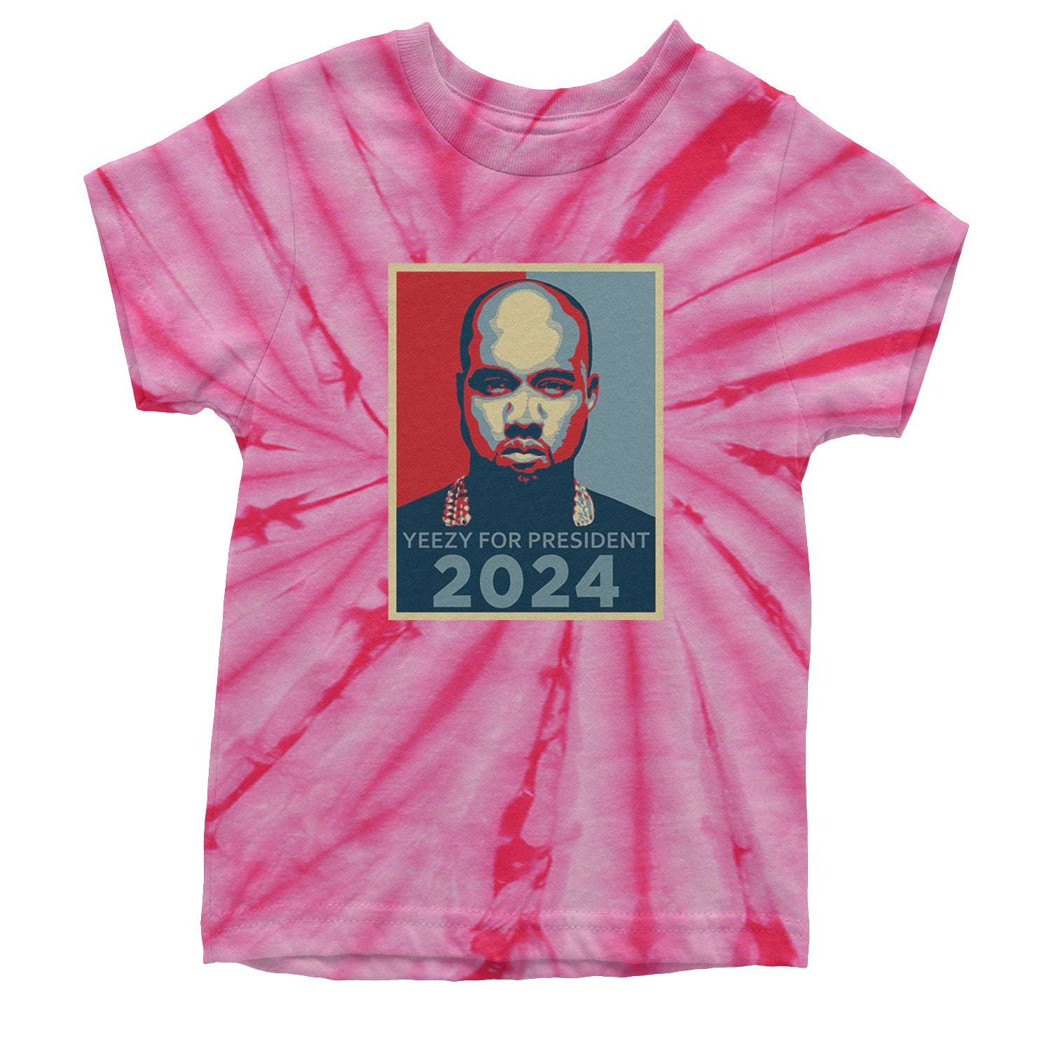 Yeezus For President Vote for Ye Youth T-shirt Tie-Dye Spider Pink