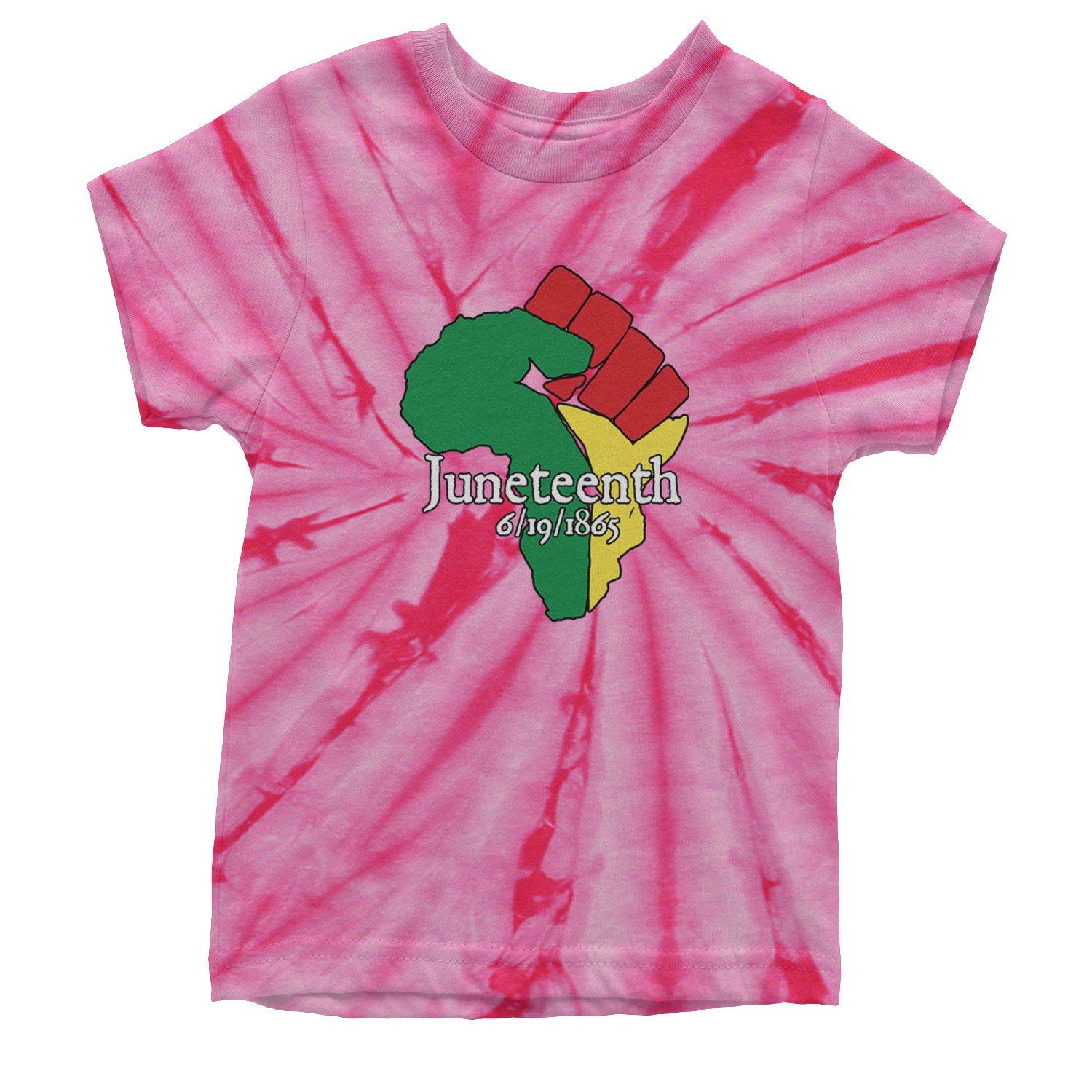 Juneteenth Raised Fist Africa Celebrate Emancipation Day Youth T-shirt Tie-Dye Spider Pink