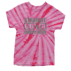 Straight Outta Cowboys Nation   Youth T-shirt Tie-Dye Spider Pink