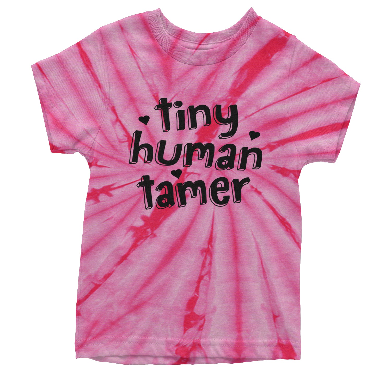 Tiny Human Tamer Teacher Youth T-shirt Tie-Dye Spider Pink