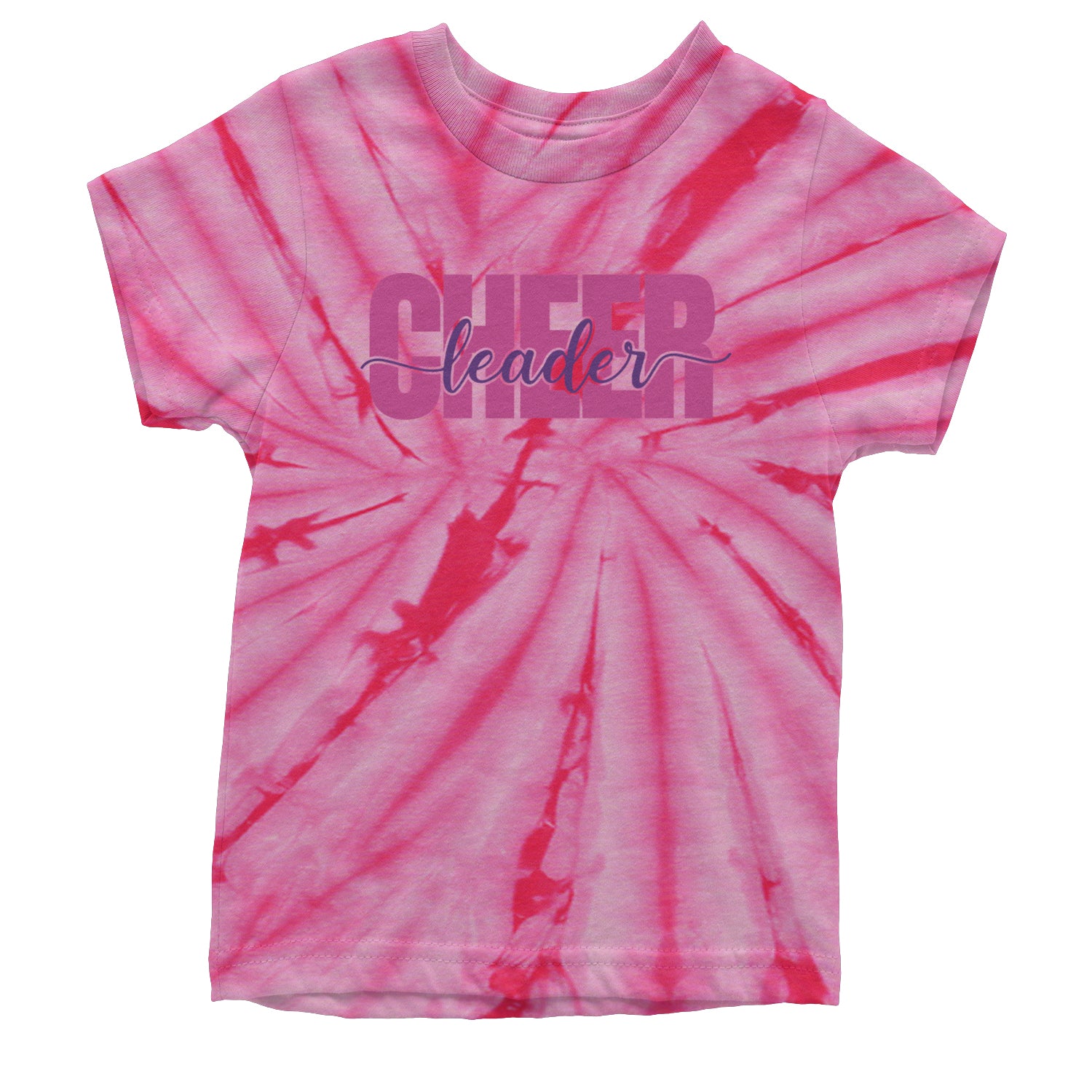 Cheerleader with Scripted Flair Youth T-shirt Tie-Dye Spider Pink