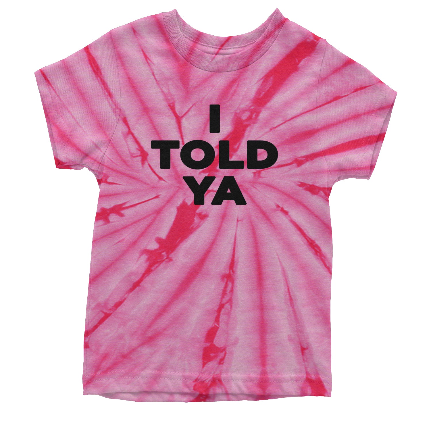 I Told Ya Challenger Black Print Youth T-shirt Tie-Dye Spider Pink