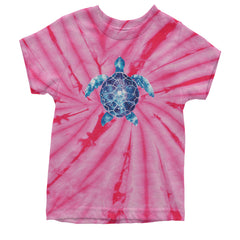 Ocean Aura Tie-Dye Sea Turtle Youth T-shirt Tie-Dye Spider Pink