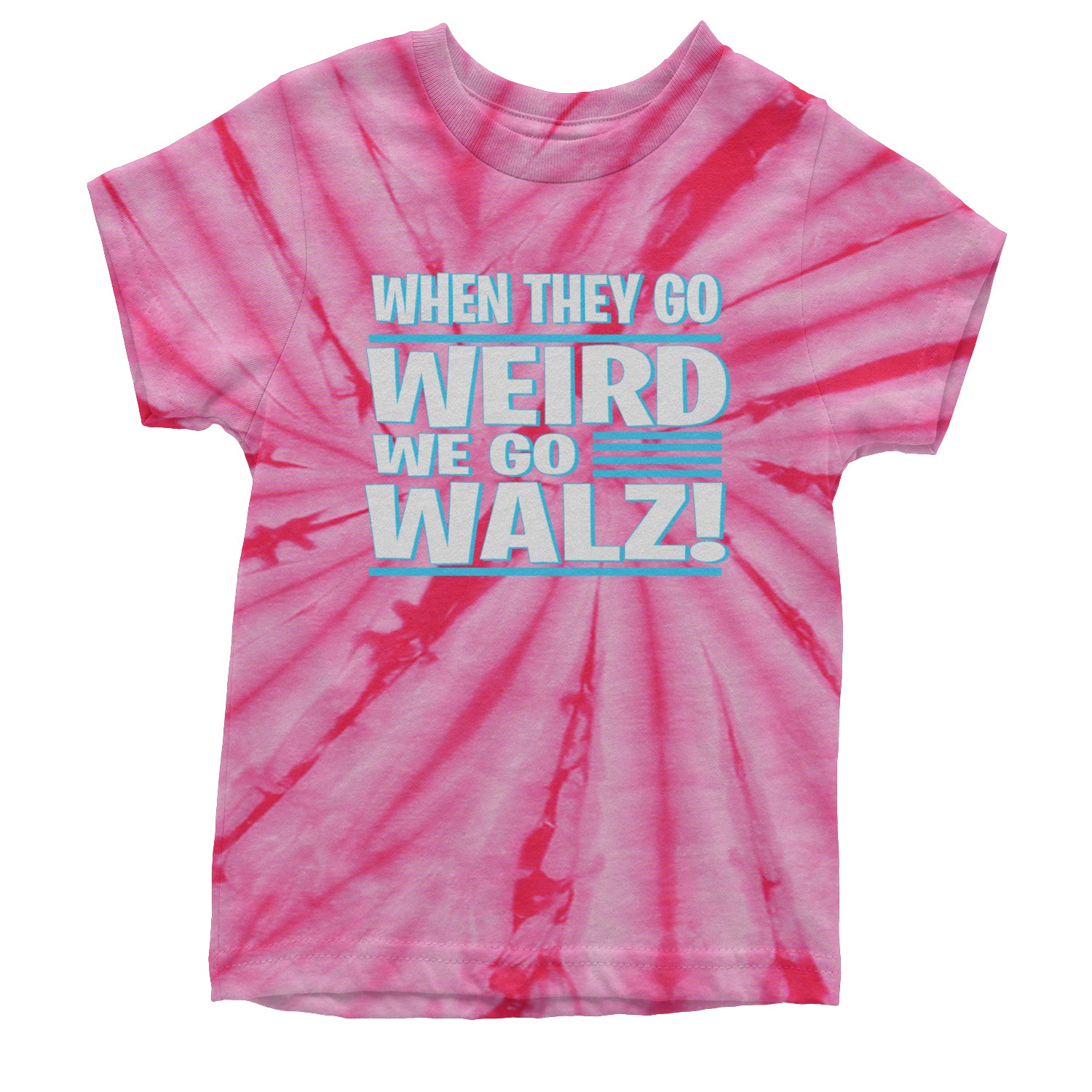 When They Go Weird We Go Walz Youth T-shirt Tie-Dye Spider Pink