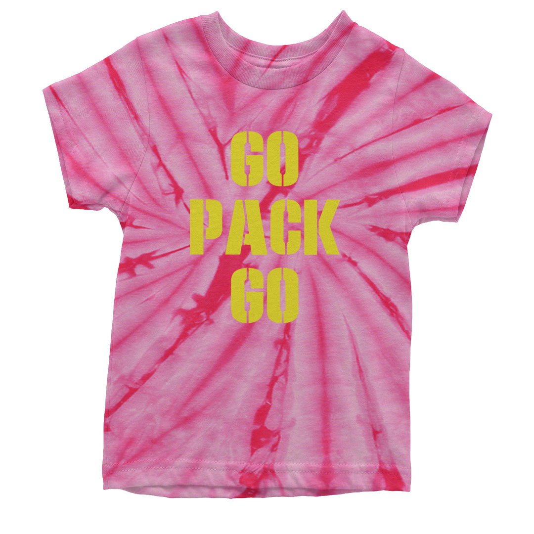Go Pack Go Green Bay Youth T-shirt Tie-Dye Spider Pink