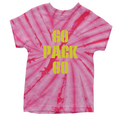 Go Pack Go Green Bay Youth T-shirt Tie-Dye Spider Pink