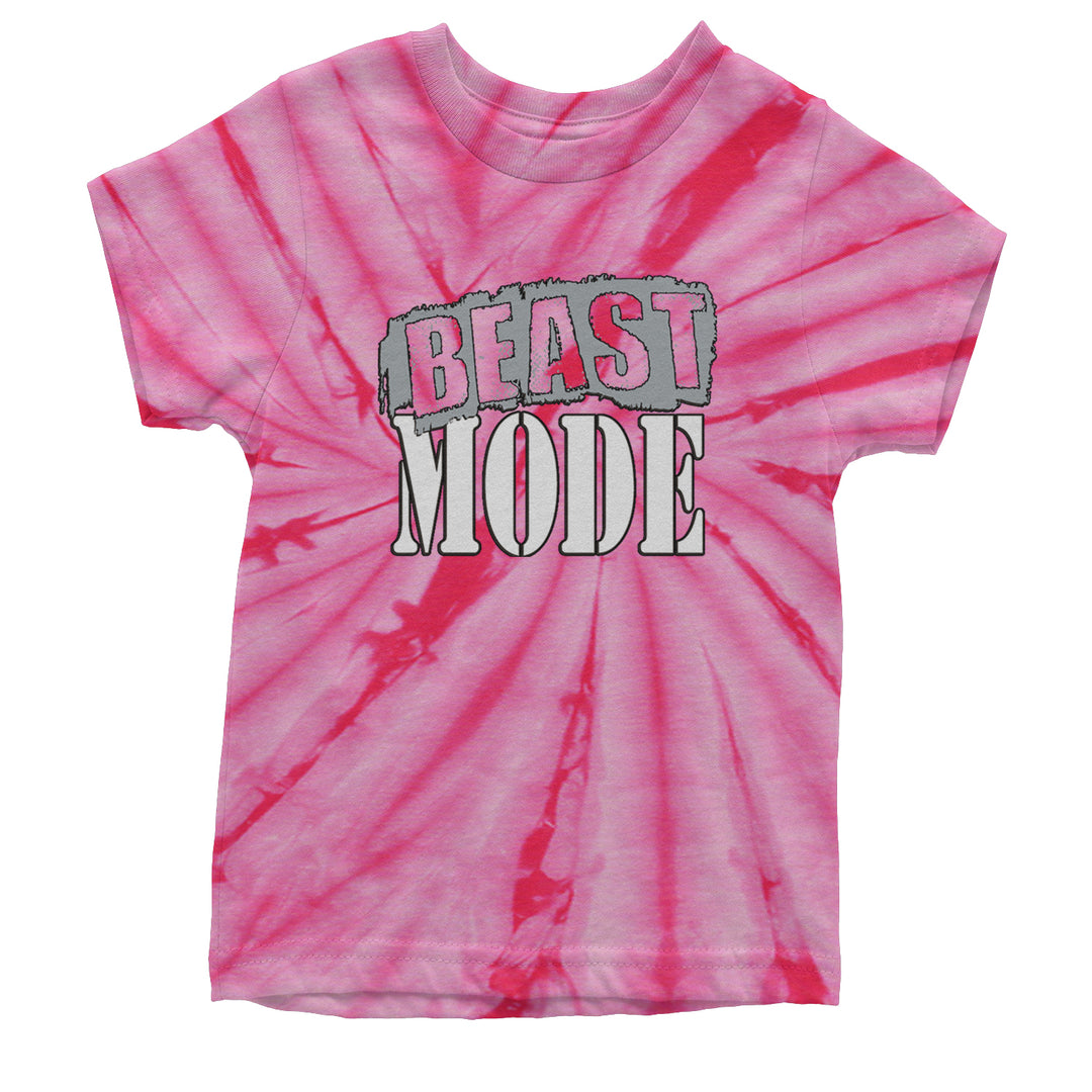 Beast Mode Training Gym Workout Youth T-shirt Tie-Dye Spider Pink