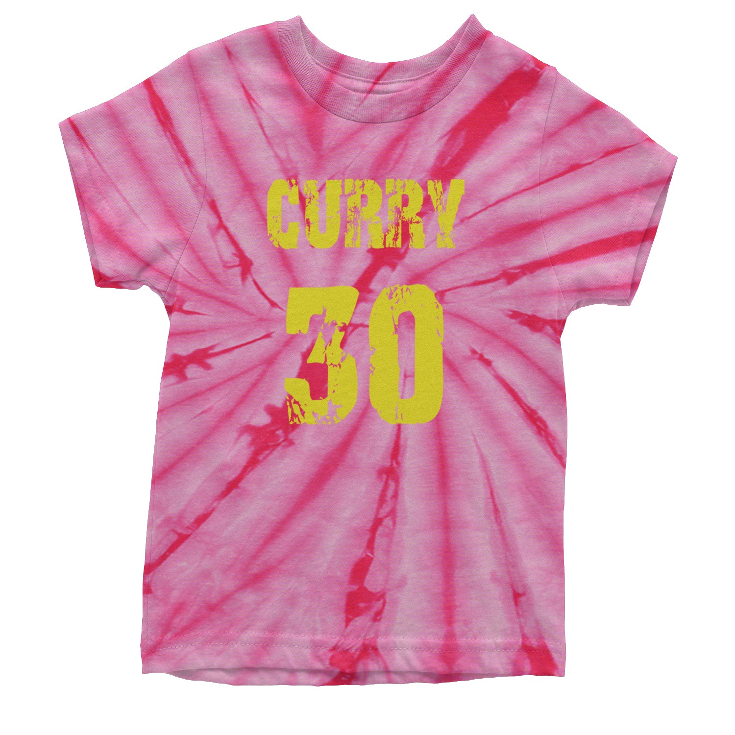 Curry #30 Youth T-shirt Tie-Dye Spider Pink