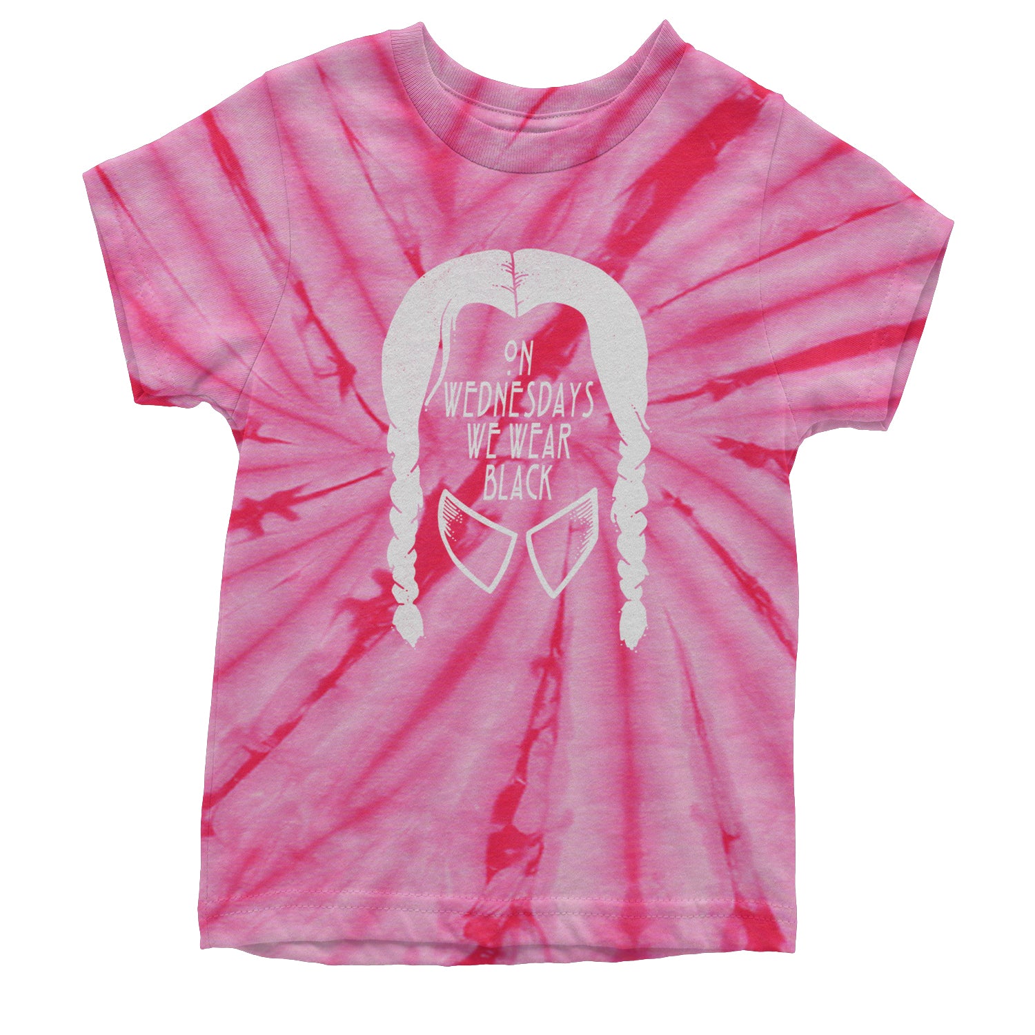 On Wednesdays, We Wear Black Youth T-shirt Tie-Dye Spider Pink