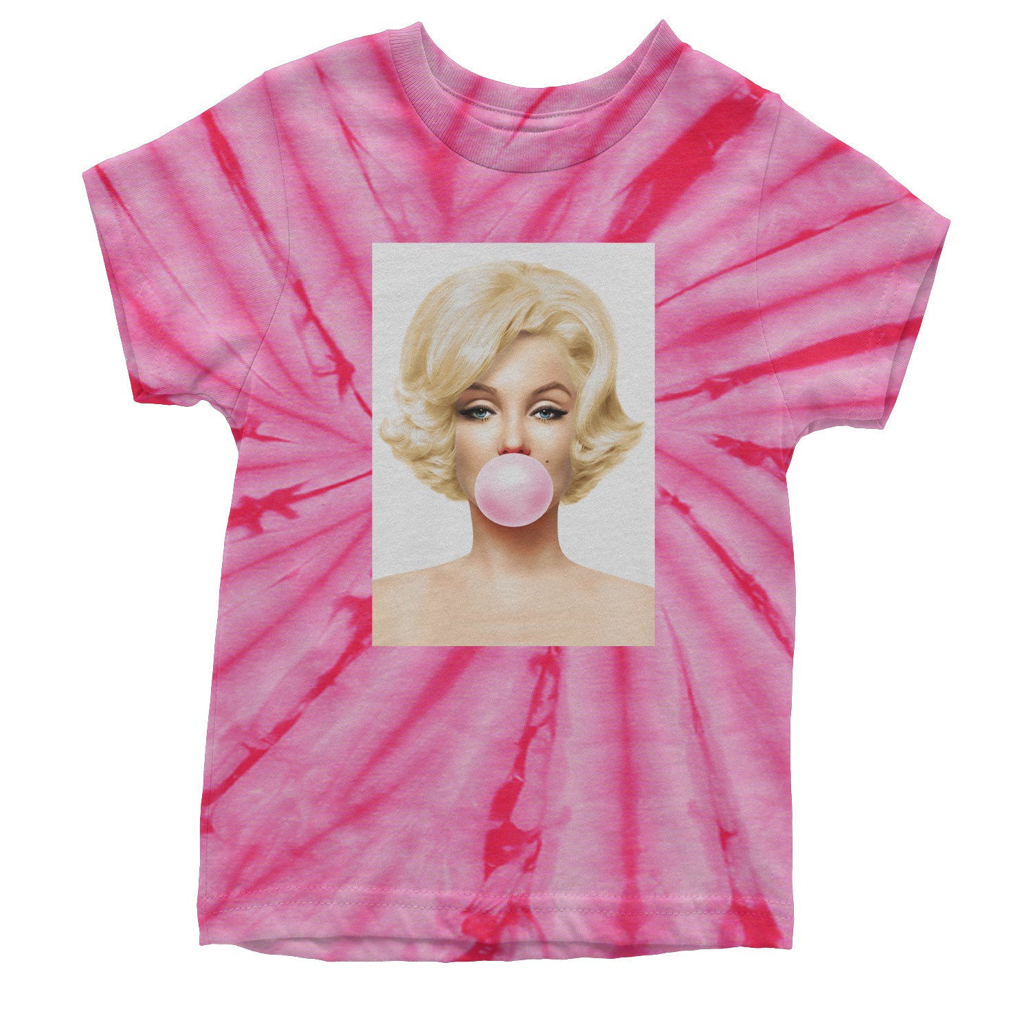 Ms. Monroe Pink Bubble Gum American Icon Youth T-shirt Tie-Dye Spider Pink