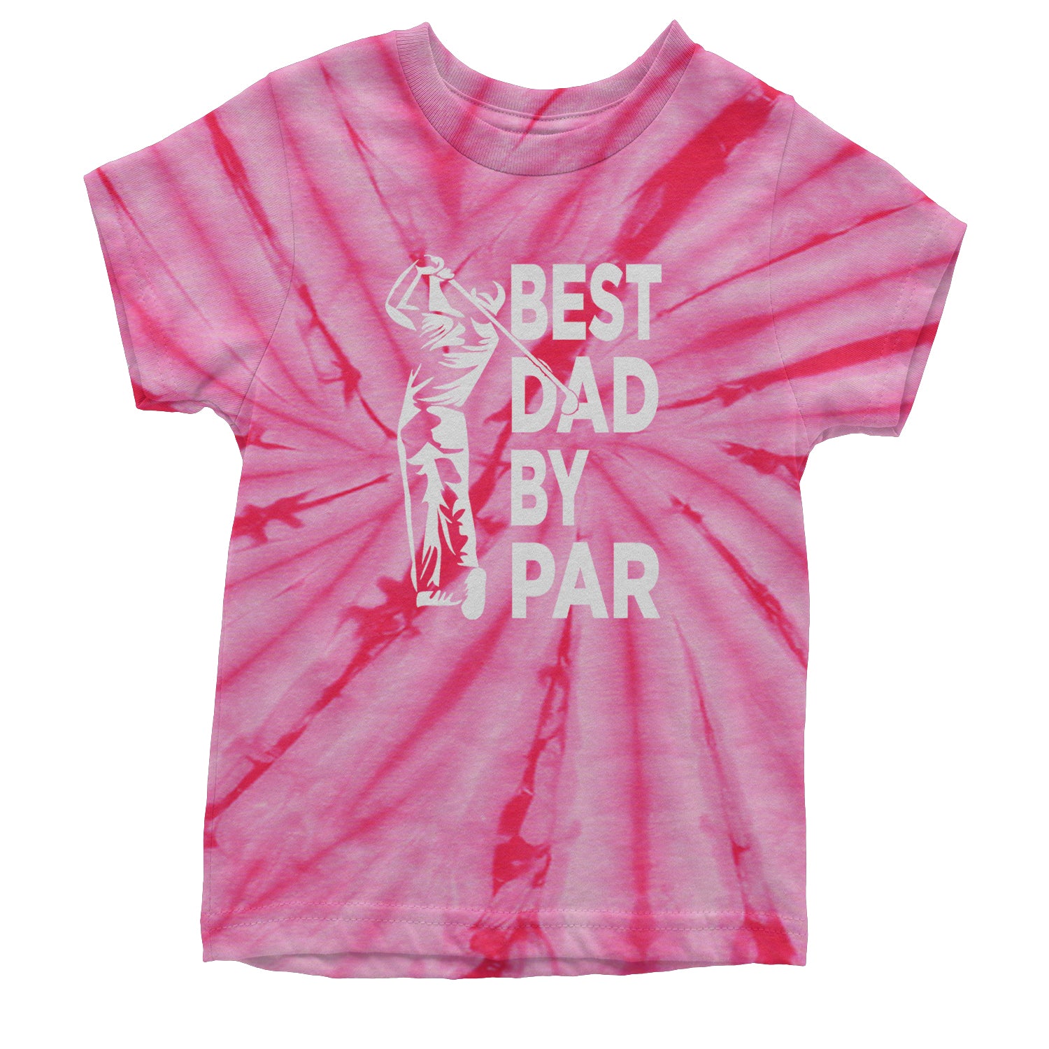 Best Dad By Par Golfing Gift For Father Youth T-shirt Tie-Dye Spider Pink