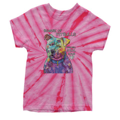 Beware Of Pit Bulls, They Will Steal Your Heart  Youth T-shirt Tie-Dye Spider Pink