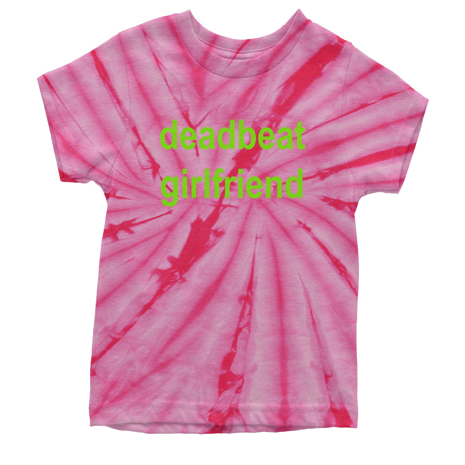 Deadbeat Girlfriend Y2K Slogan Youth T-shirt Tie-Dye Spider Pink