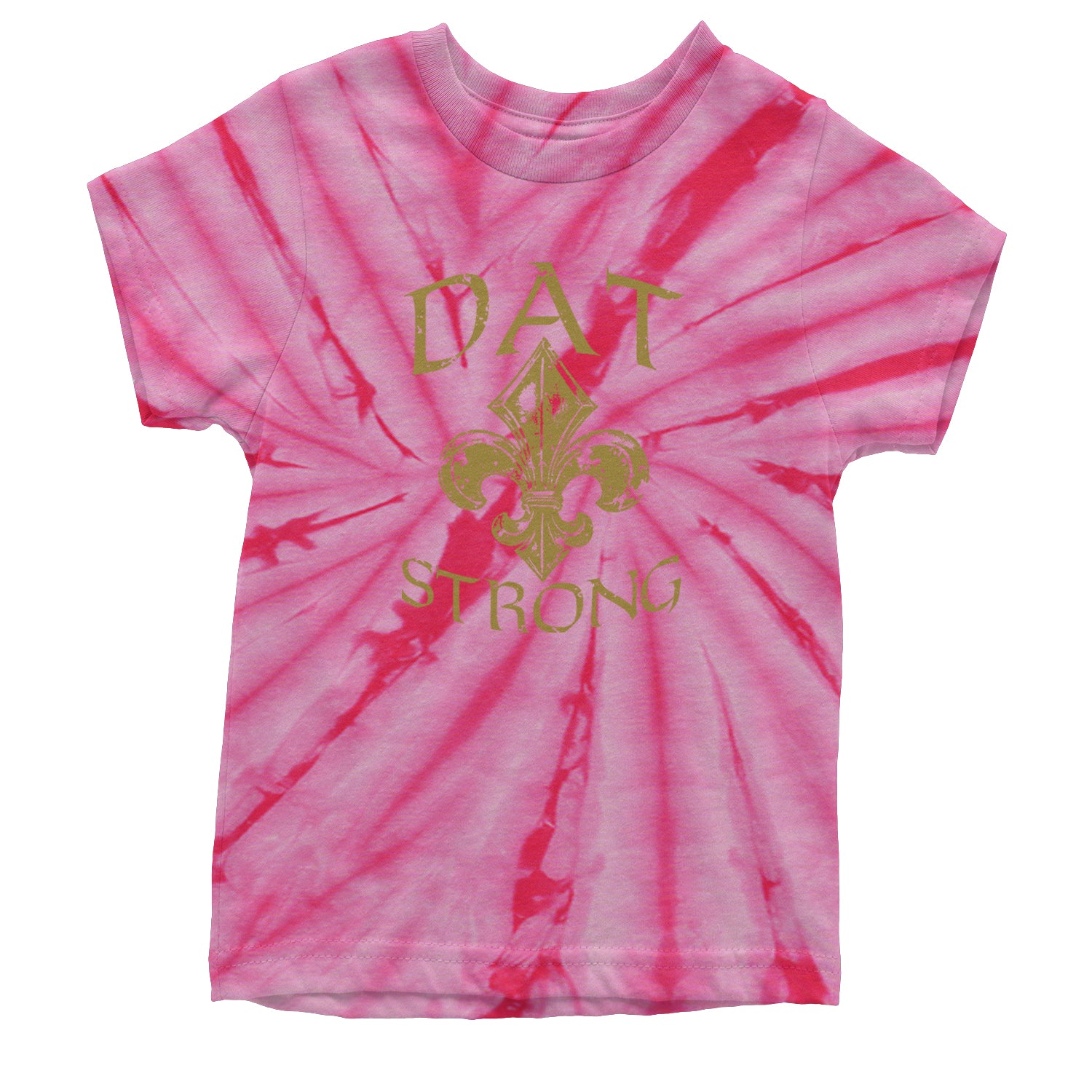 Dat Strong New Orleans   Youth T-shirt Tie-Dye Spider Pink