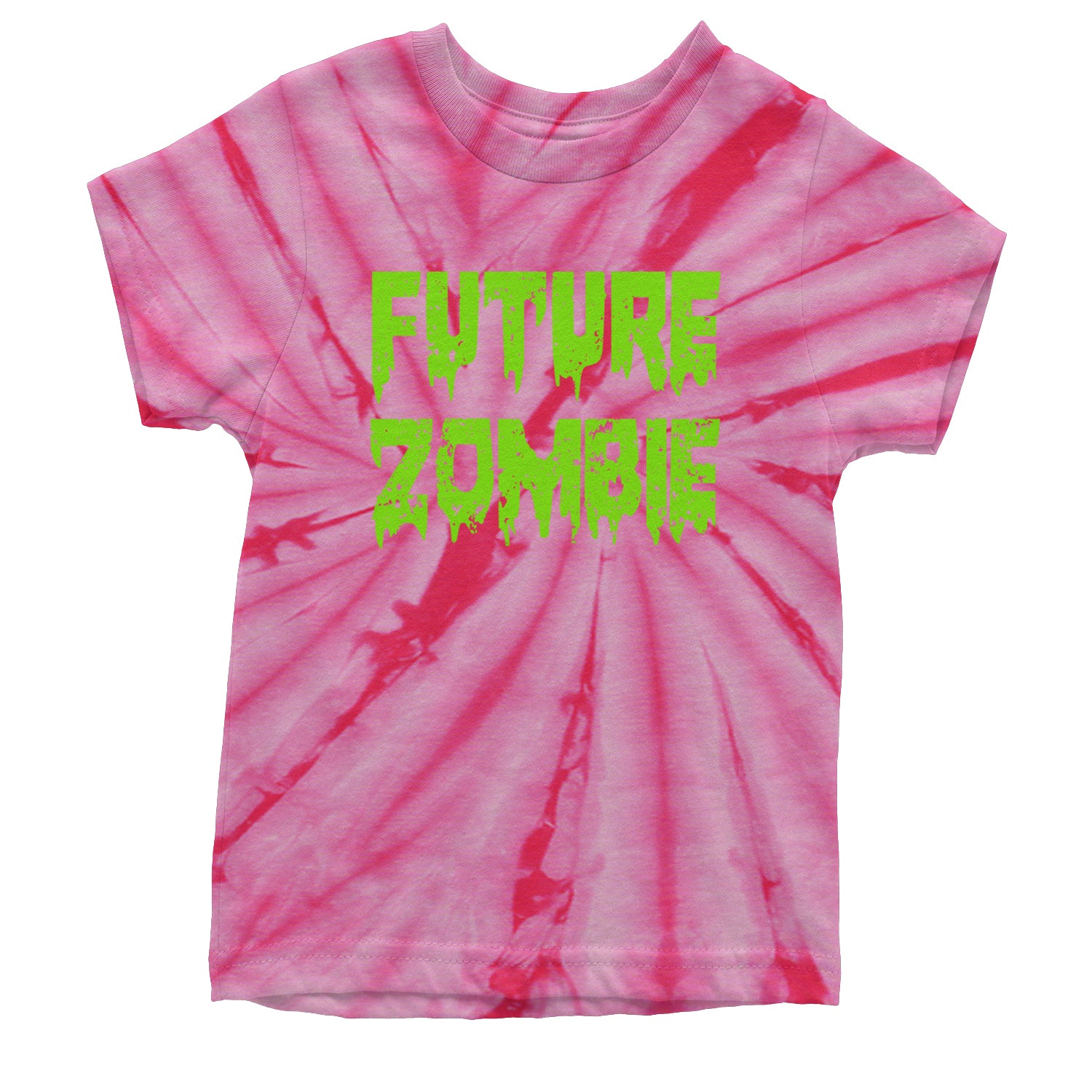 Future Zombie Horror Youth T-shirt Tie-Dye Spider Pink