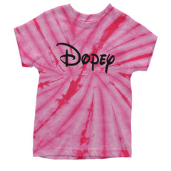 Dopey - 7 Dwarfs Costume Youth T-shirt Tie-Dye Spider Pink
