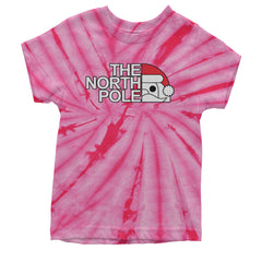 The North Pole Santa Face Youth T-shirt Tie-Dye Spider Pink