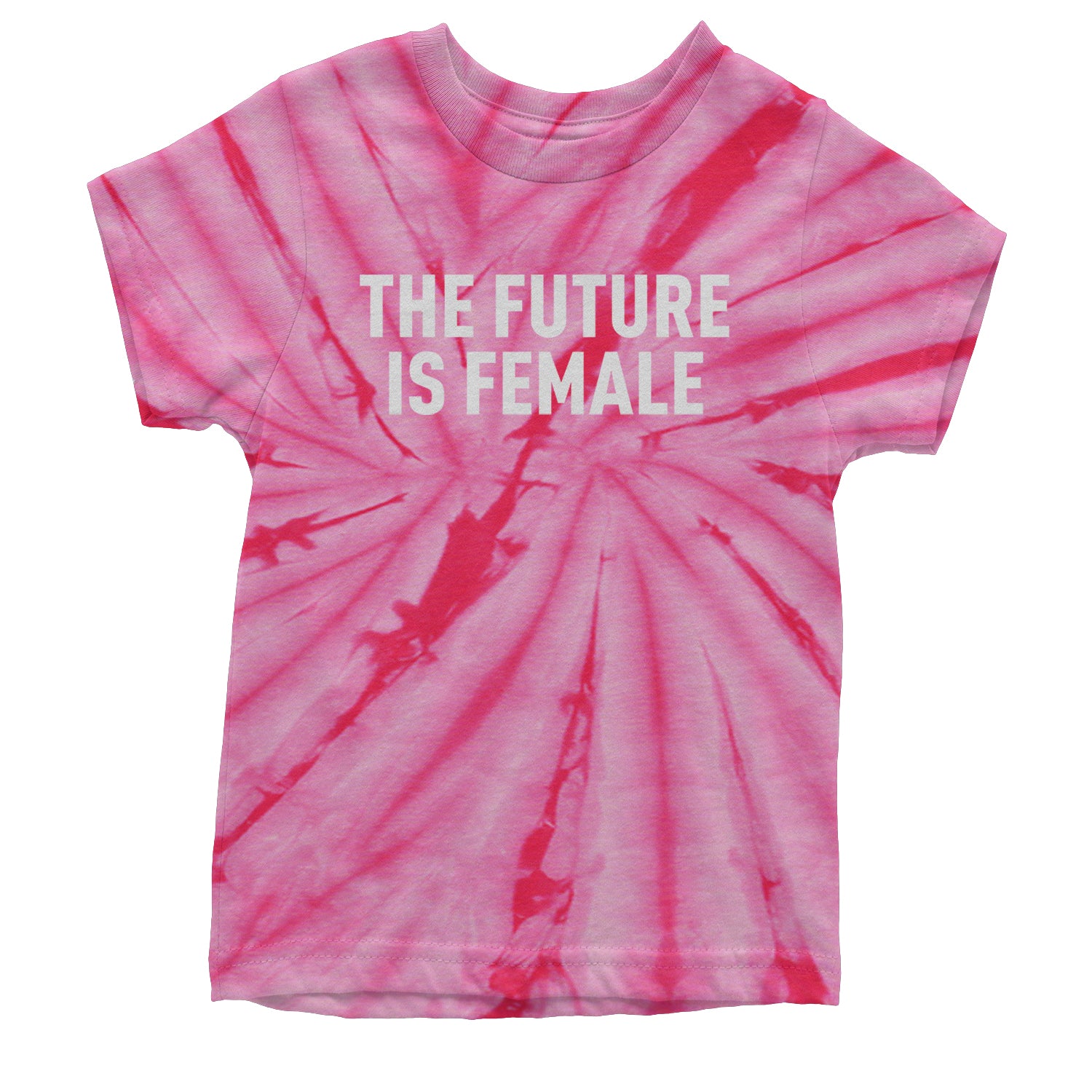 The Future Is Female Feminism  Youth T-shirt Tie-Dye Spider Pink