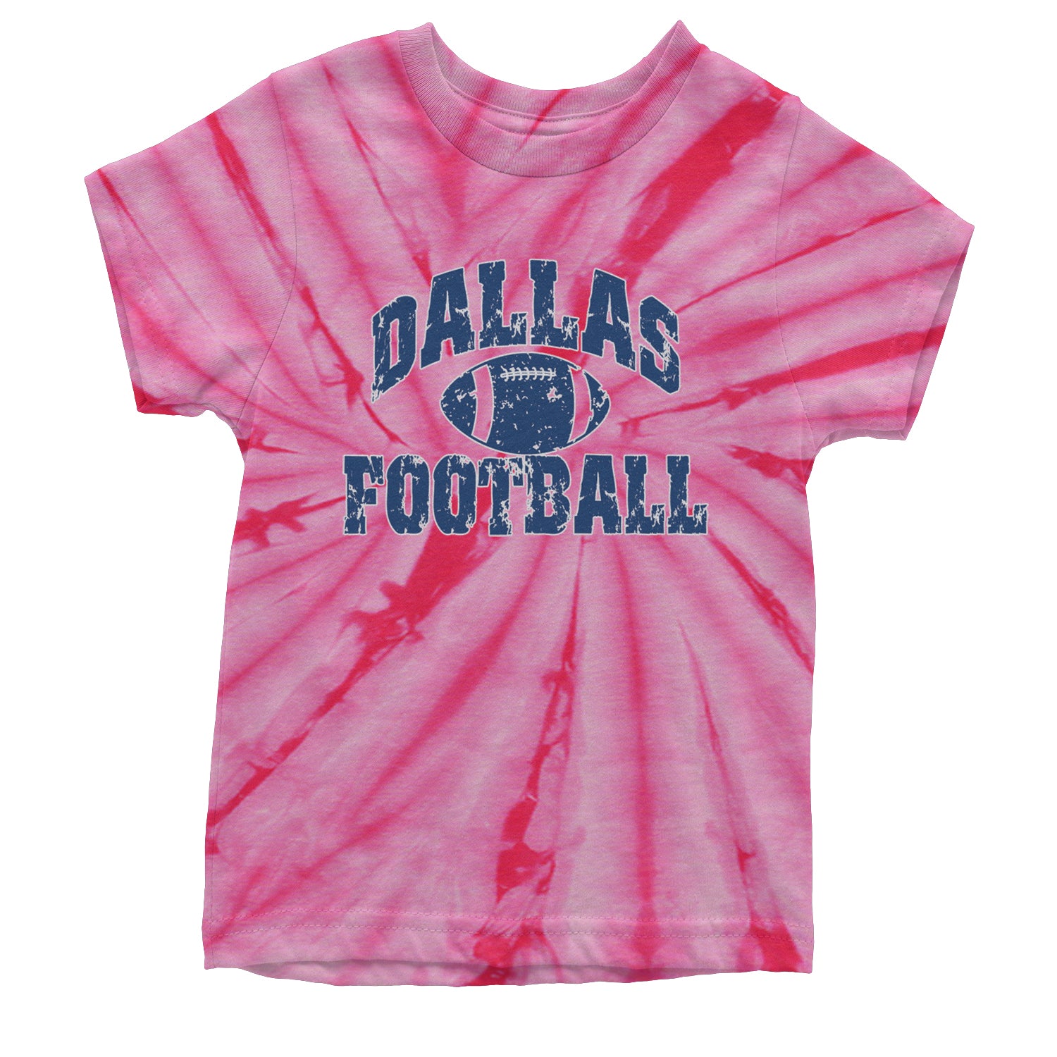 Dallas Distressed Football Youth T-shirt Tie-Dye Spider Pink