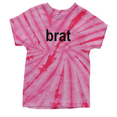 Brat Lime Green I'm So Julia Youth T-shirt Tie-Dye Spider Pink