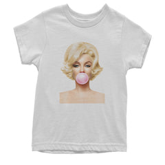 Ms. Monroe Pink Bubble Gum American Icon Youth T-shirt White