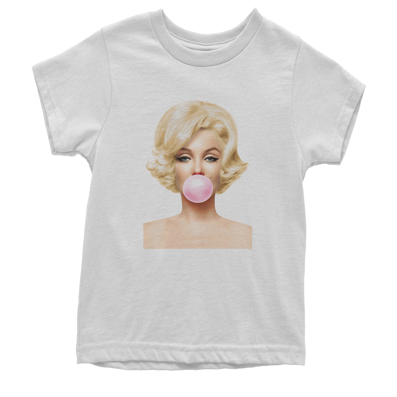 Ms. Monroe Pink Bubble Gum American Icon Youth T-shirt White