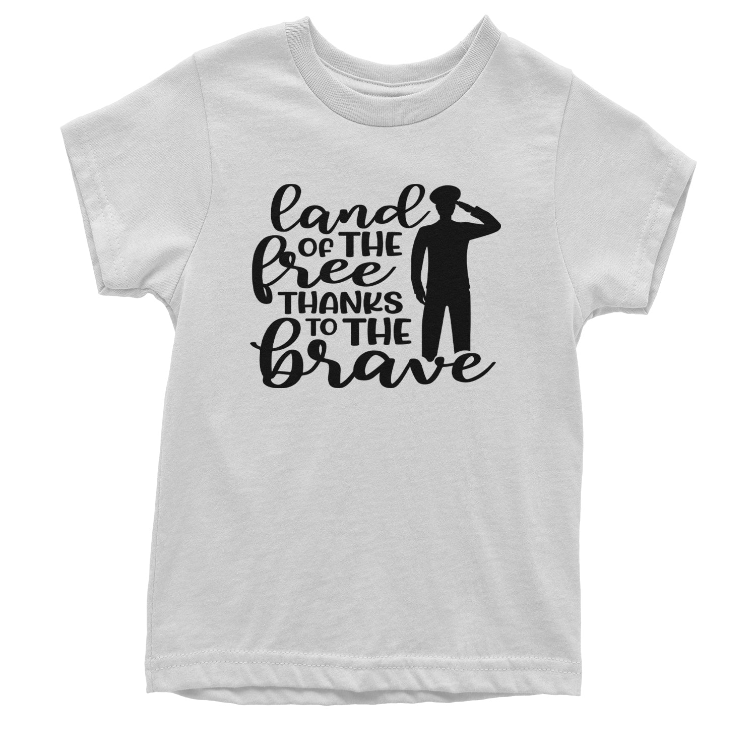 Land Of The Free Thanks To The Brave Veterans Youth T-shirt White