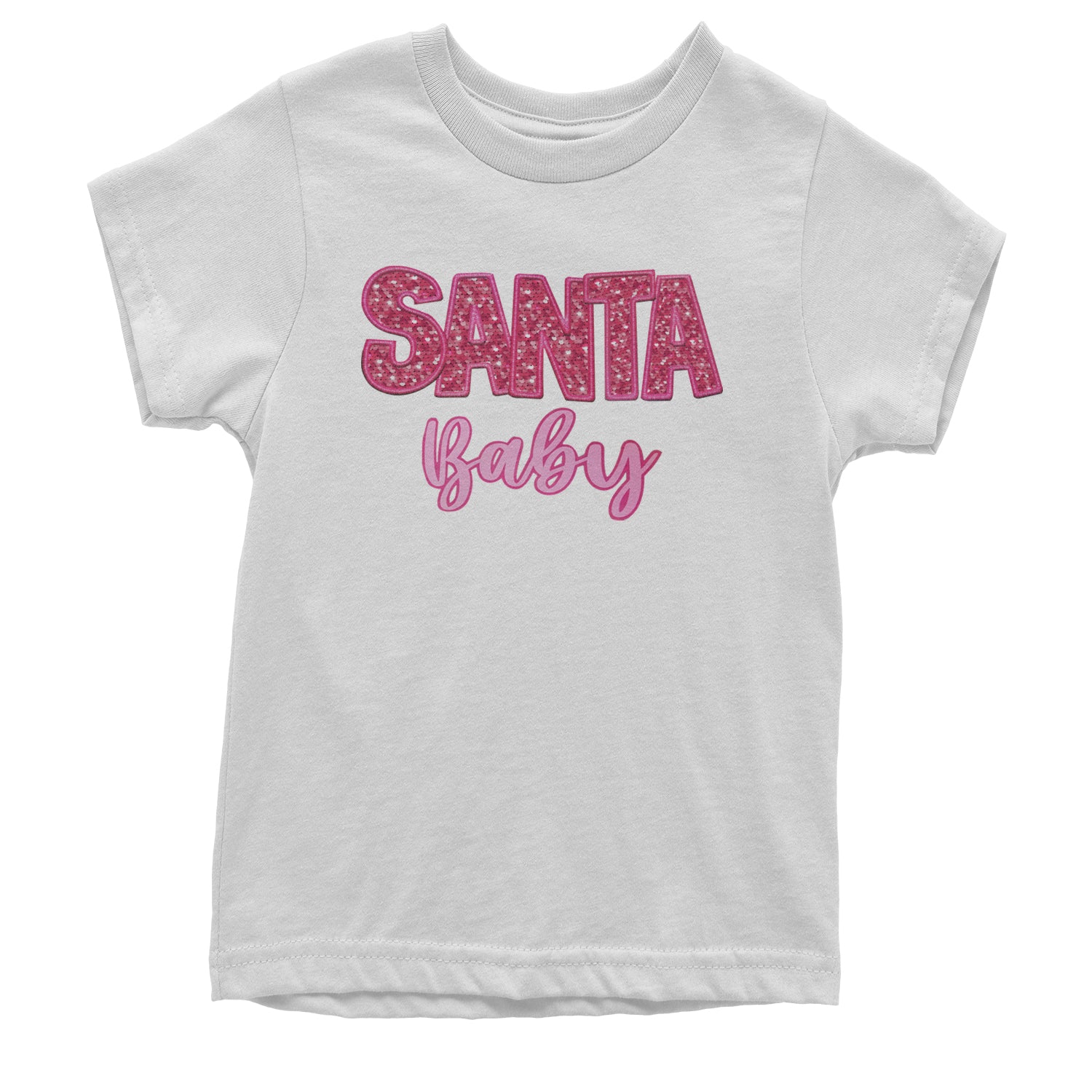 Santa Baby Faux Patch and Sequins Youth T-shirt White