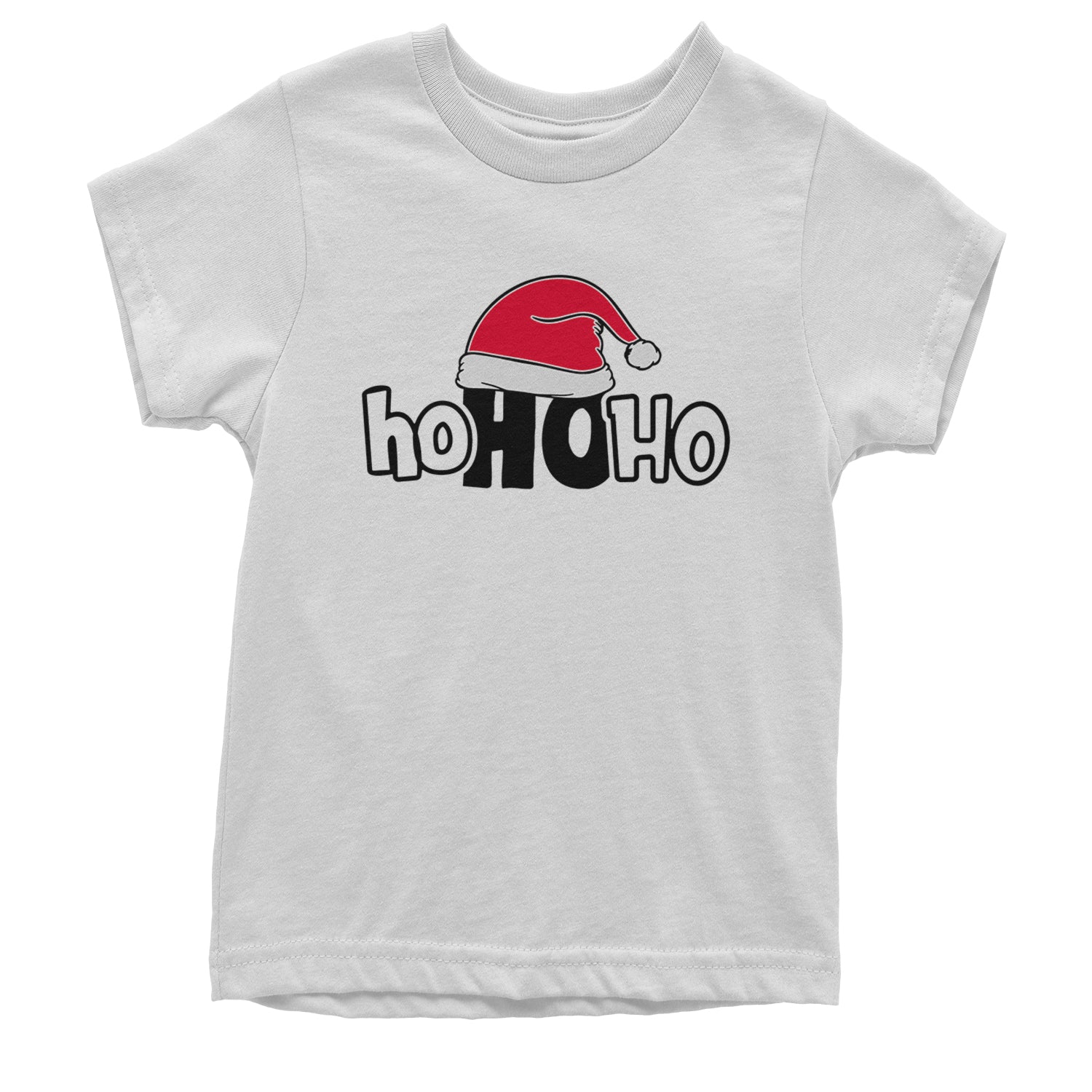 Ho Ho Ho Santa Christmas Hat Youth T-shirt White