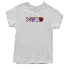 XOXO Chenille Patch Valentines Days Youth T-shirt White