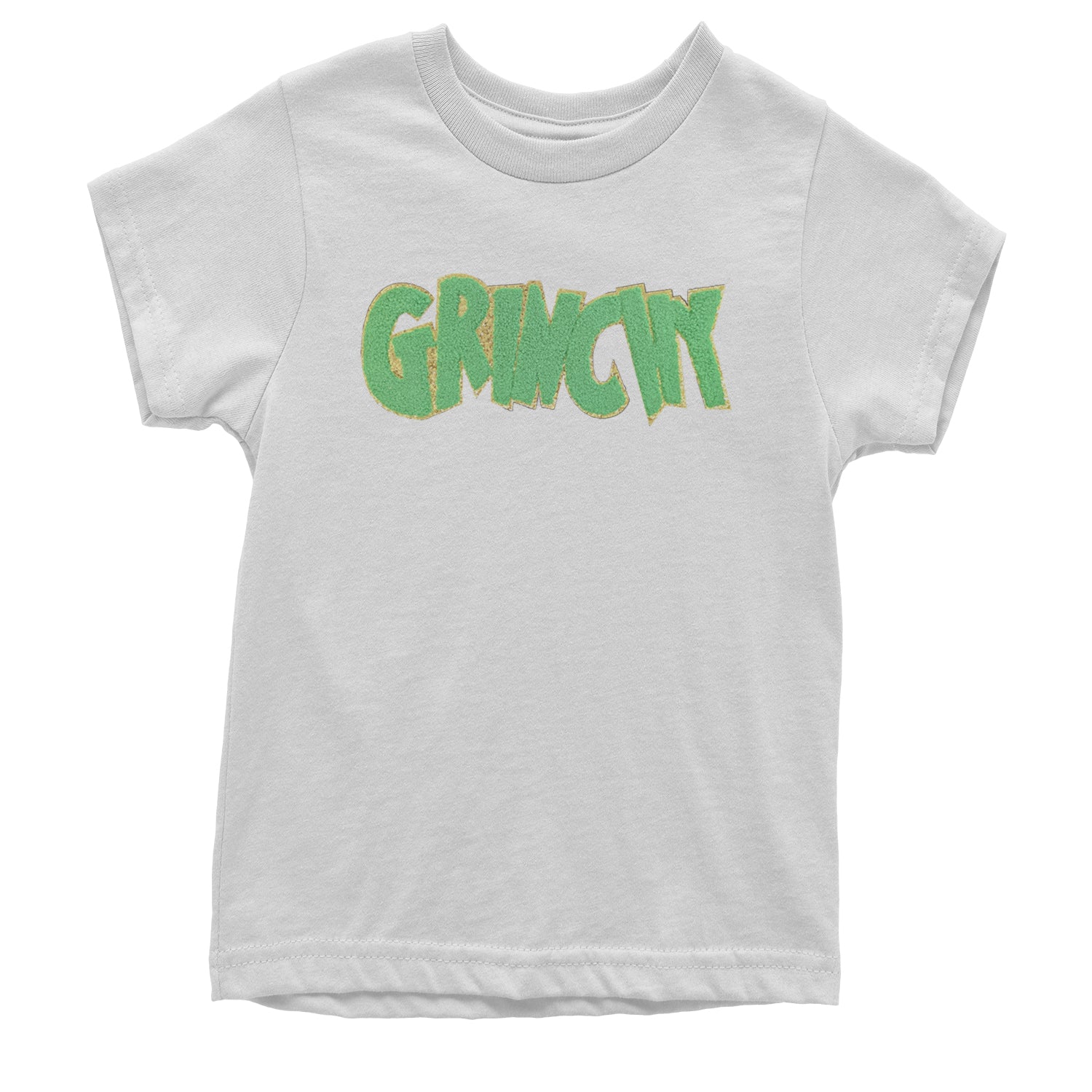 Green Gr-nchy Chenille Patch Youth T-shirt White