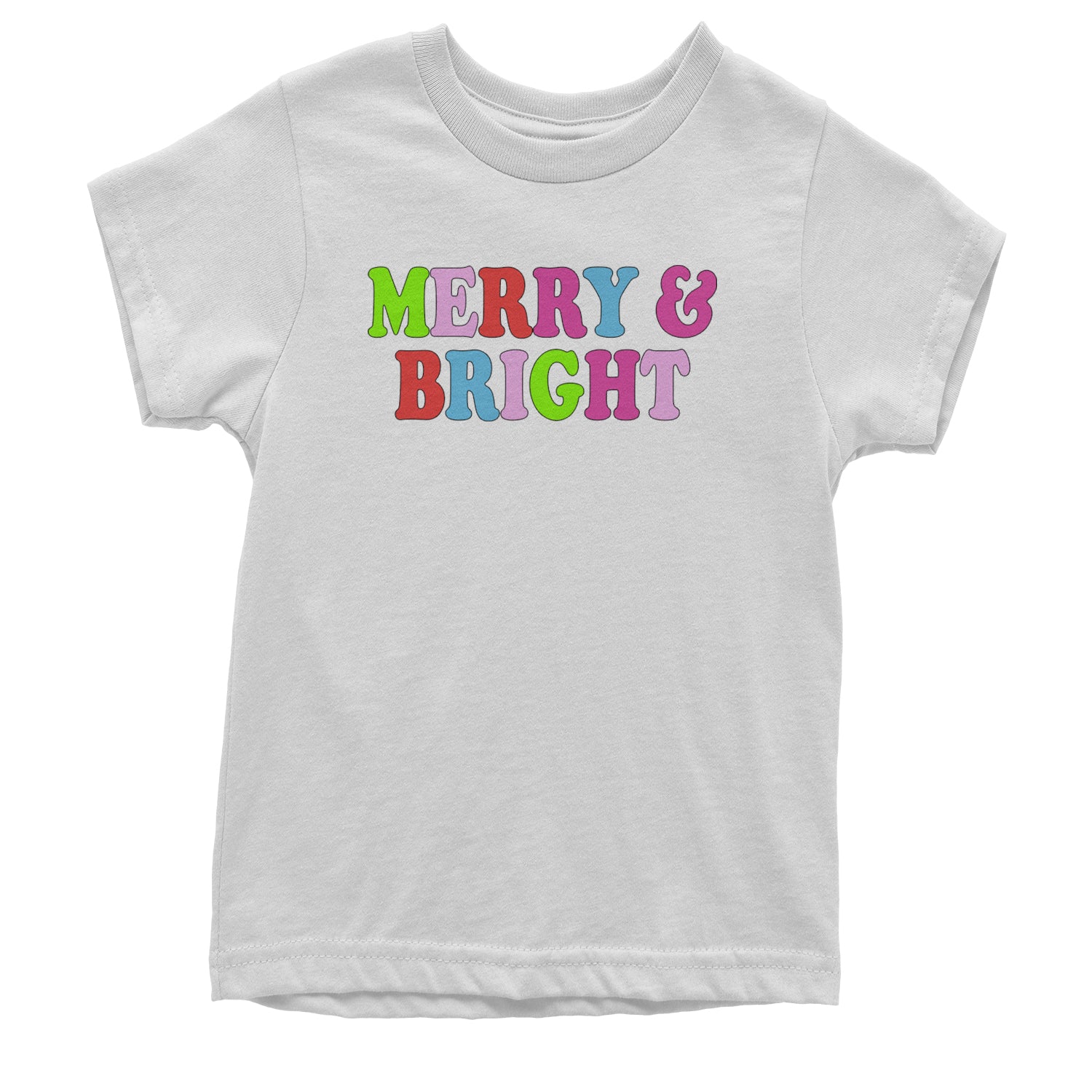 Merry and Bright Festive Christmas Holiday Youth T-shirt White