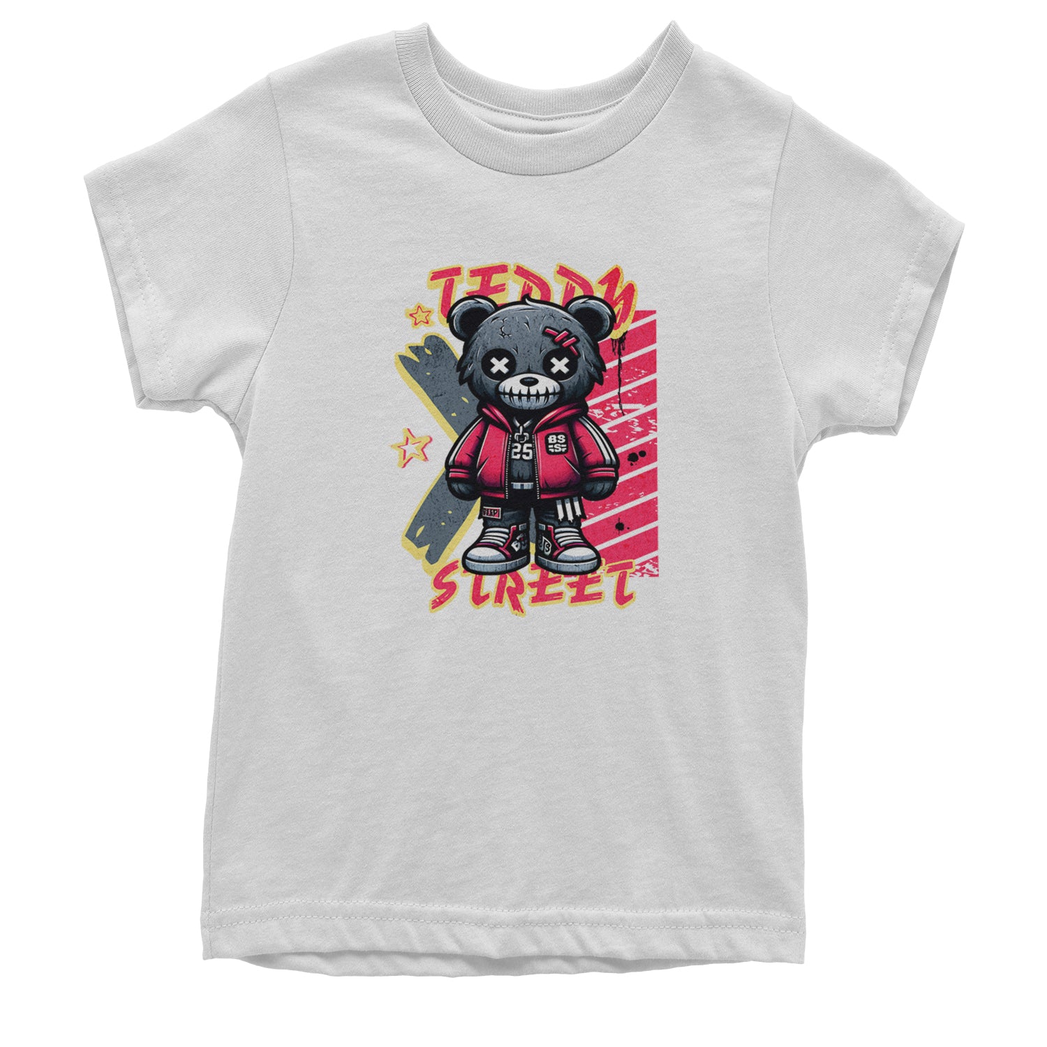 Teddy Attitude Urban Graffiti Bear Youth T-shirt White