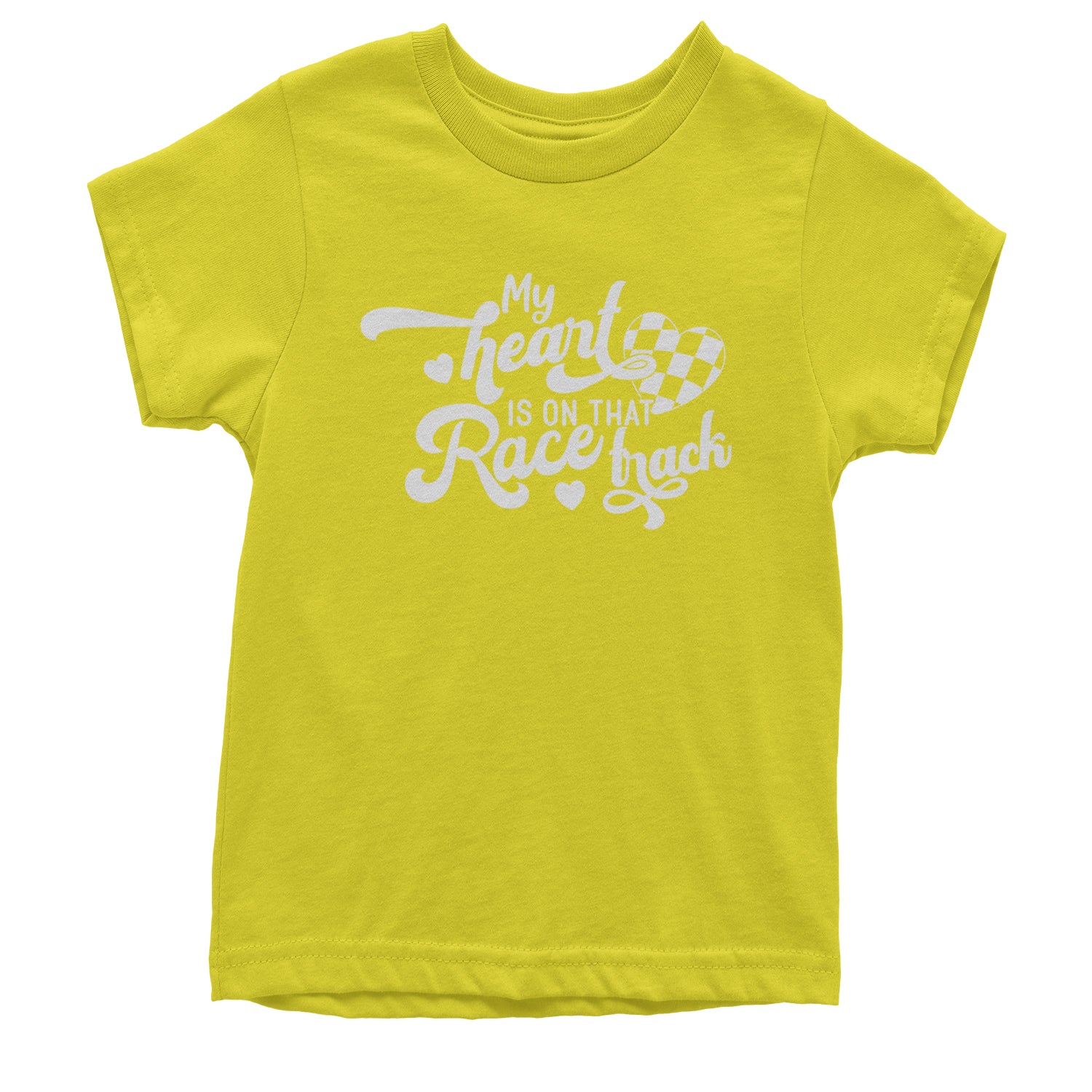 My Heart Is On That Race Track Youth T-shirt Yellow