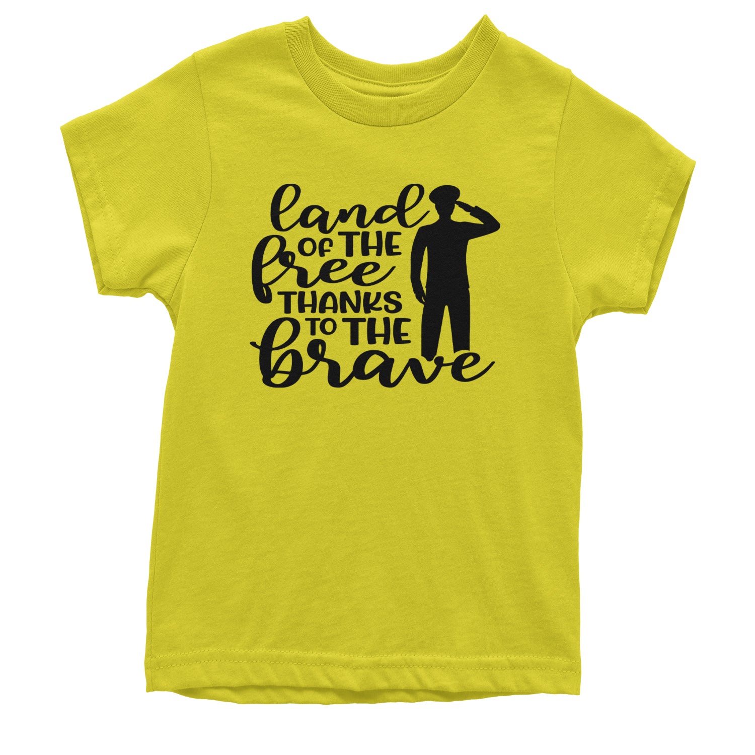 Land Of The Free Thanks To The Brave Veterans Youth T-shirt Yellow