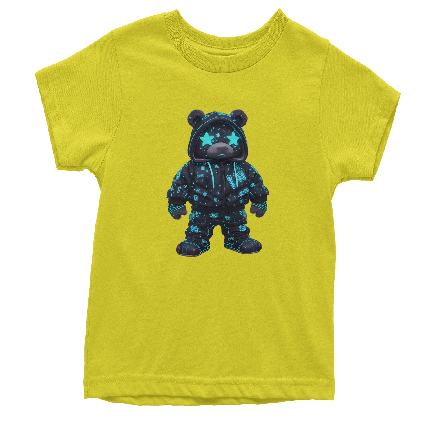 Starry Eyed Vaporwave Urban Graffiti Bear Youth T-shirt Yellow