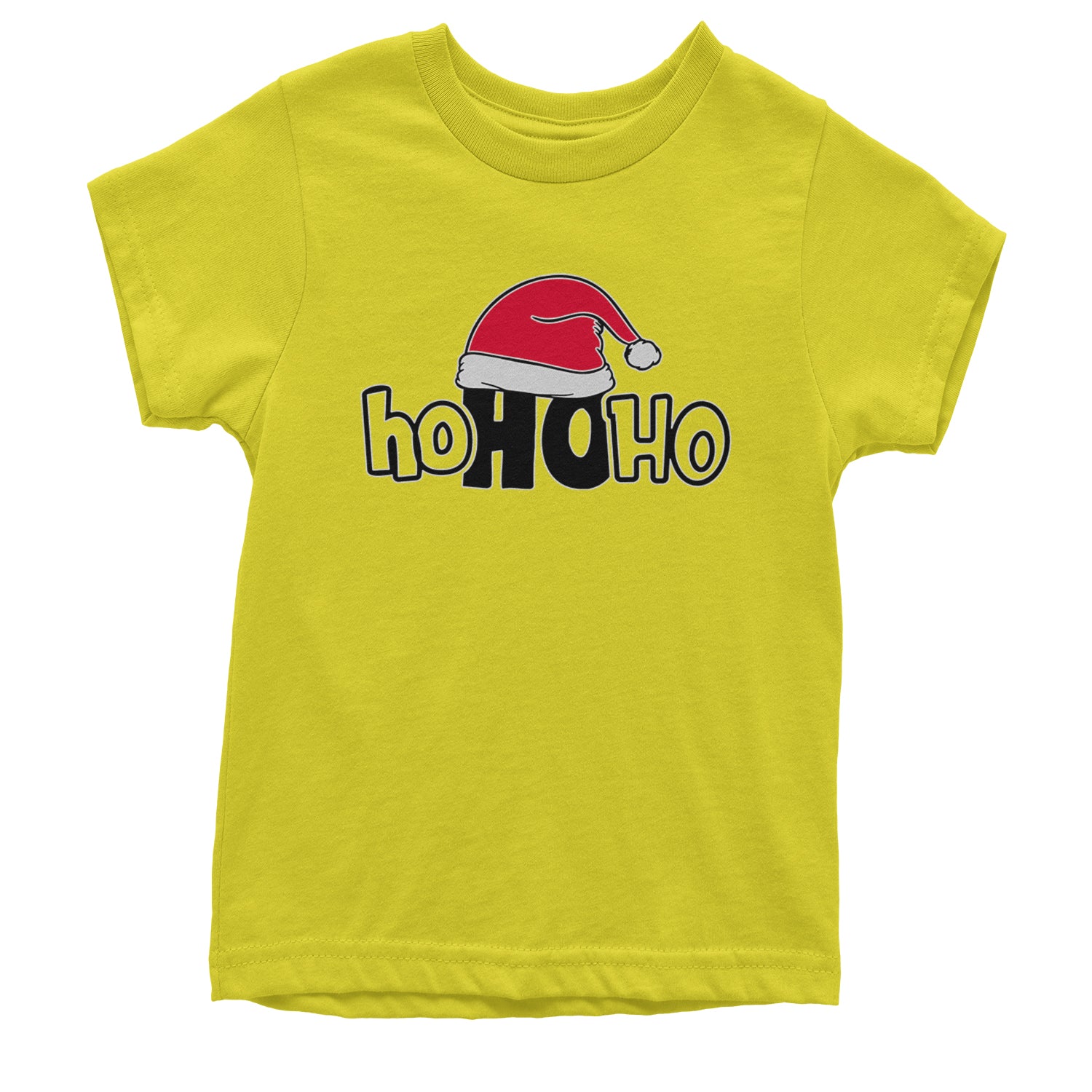 Ho Ho Ho Santa Christmas Hat Youth T-shirt Yellow